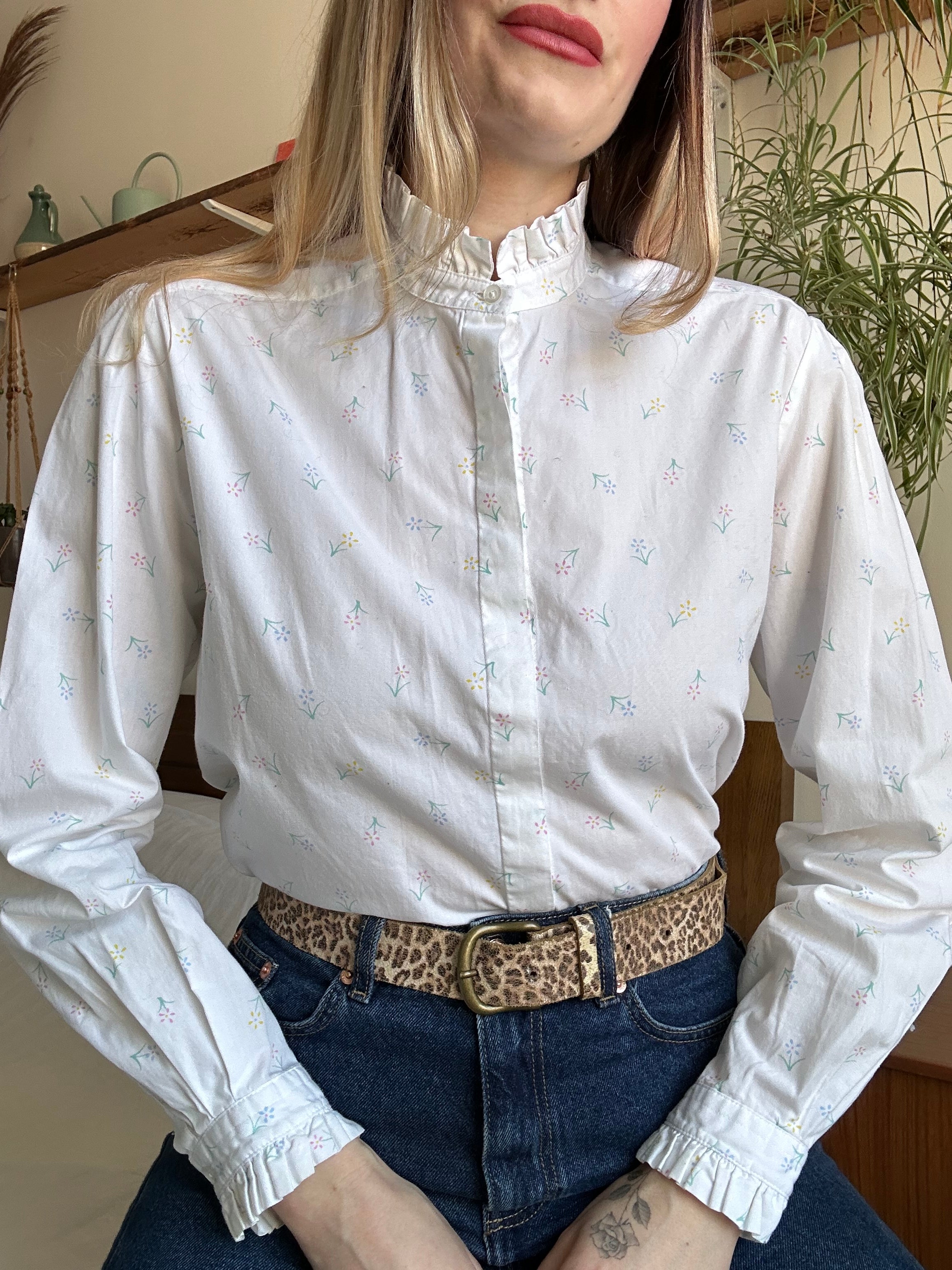 Frill Floral Shirt - L