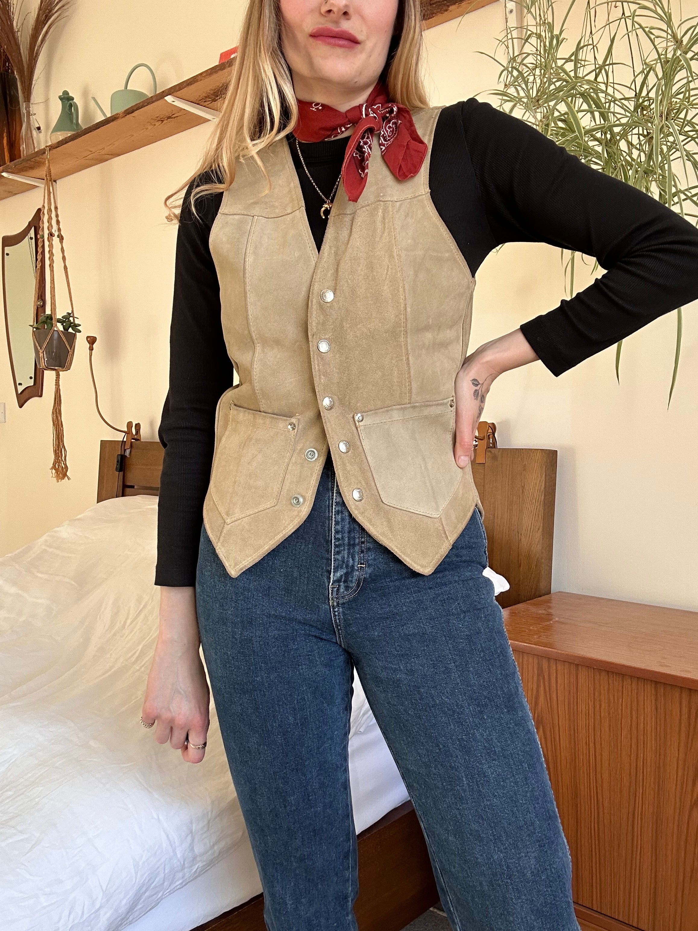 Western Suede Waist Coat - S