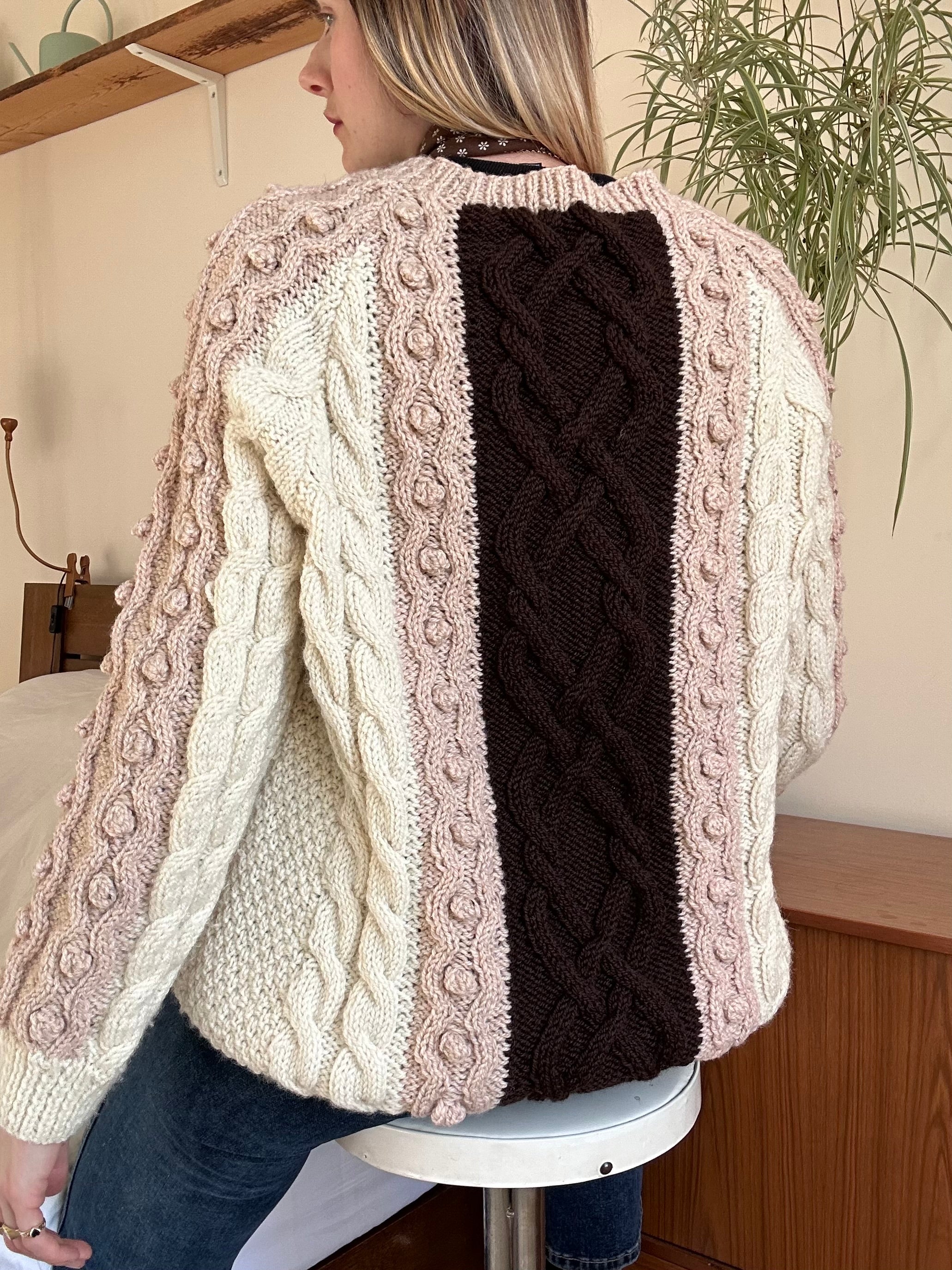 Mocha cable knit jumper - L
