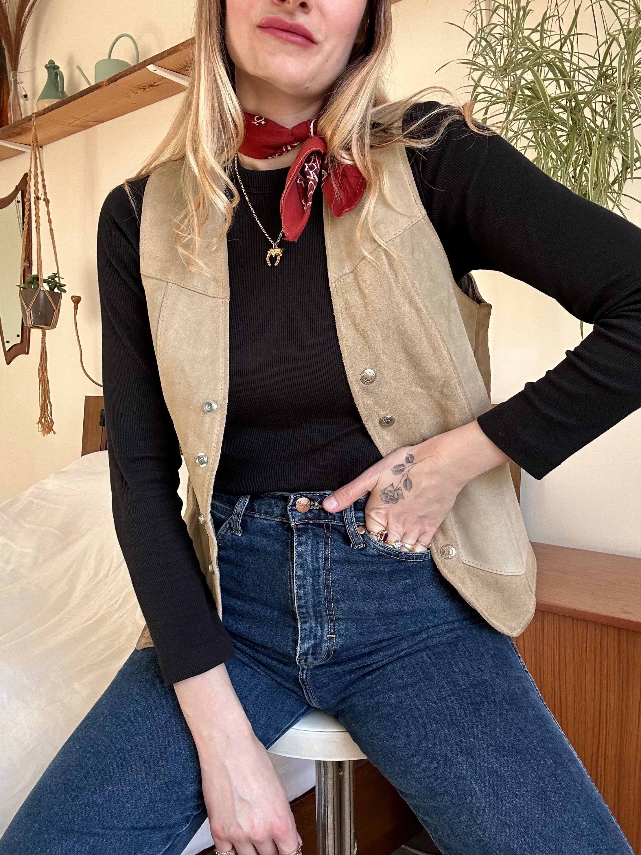 Western Suede Waist Coat - S