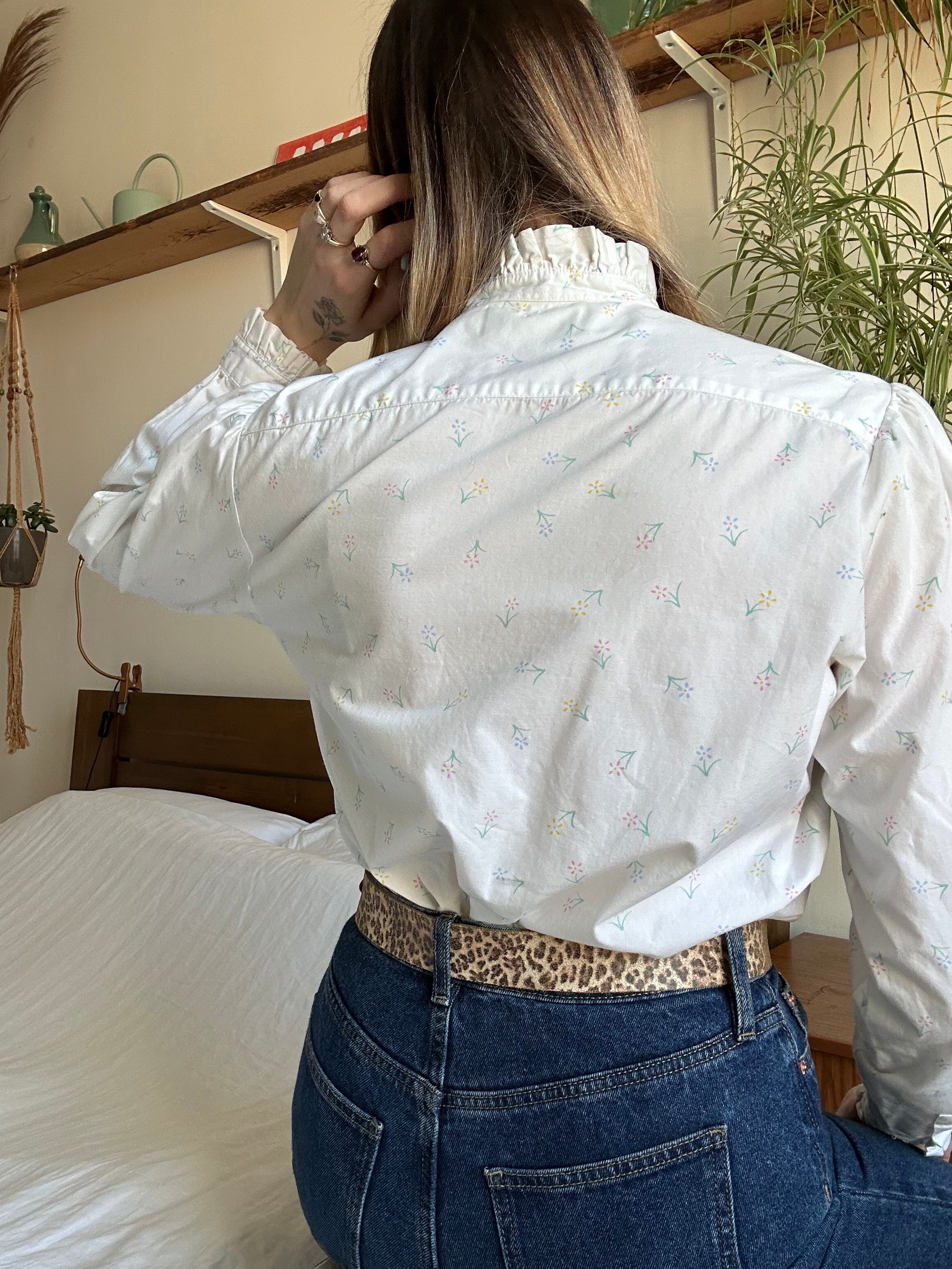 Frill Floral Shirt - L