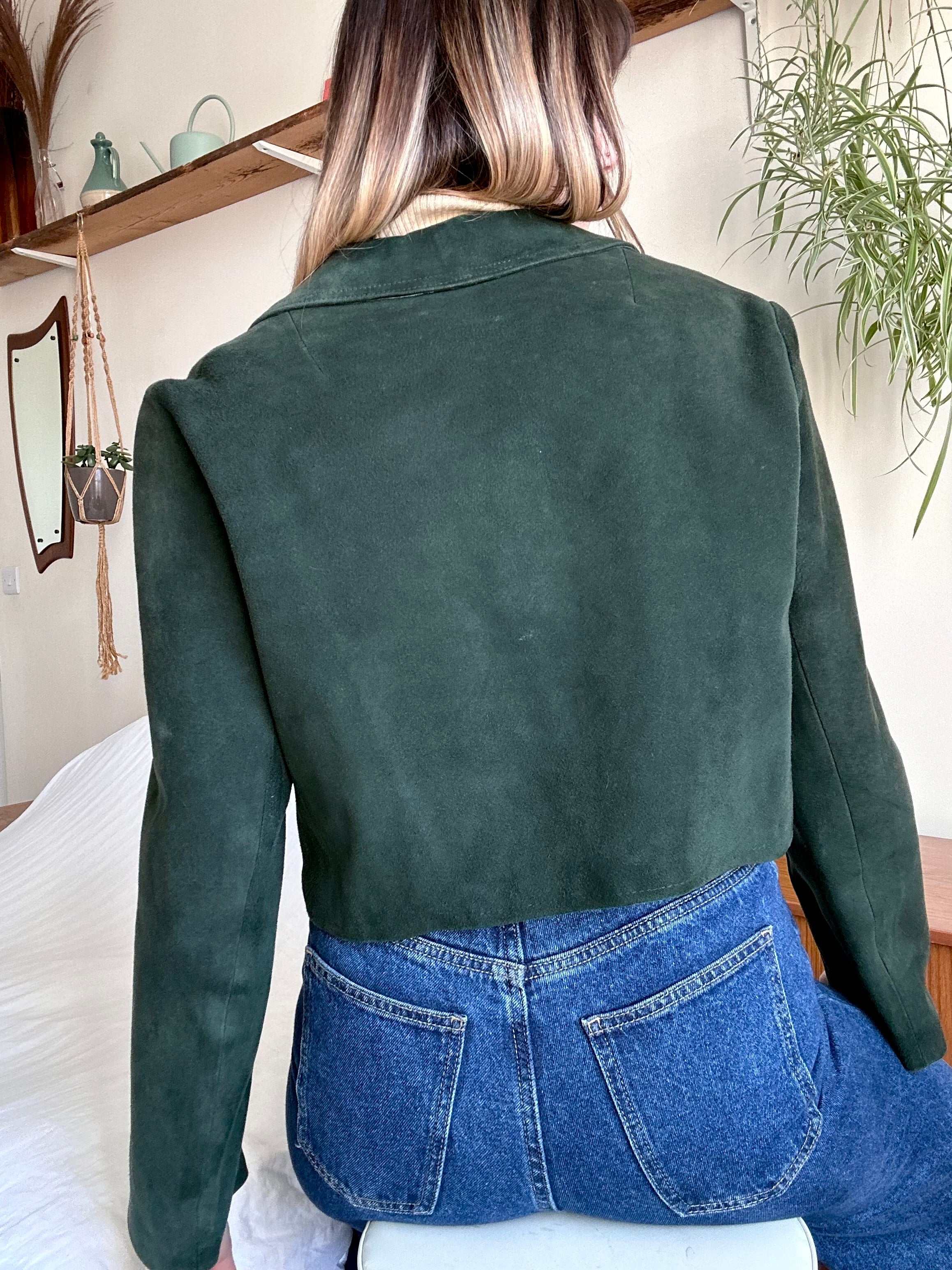 Suede cropped jacket - M