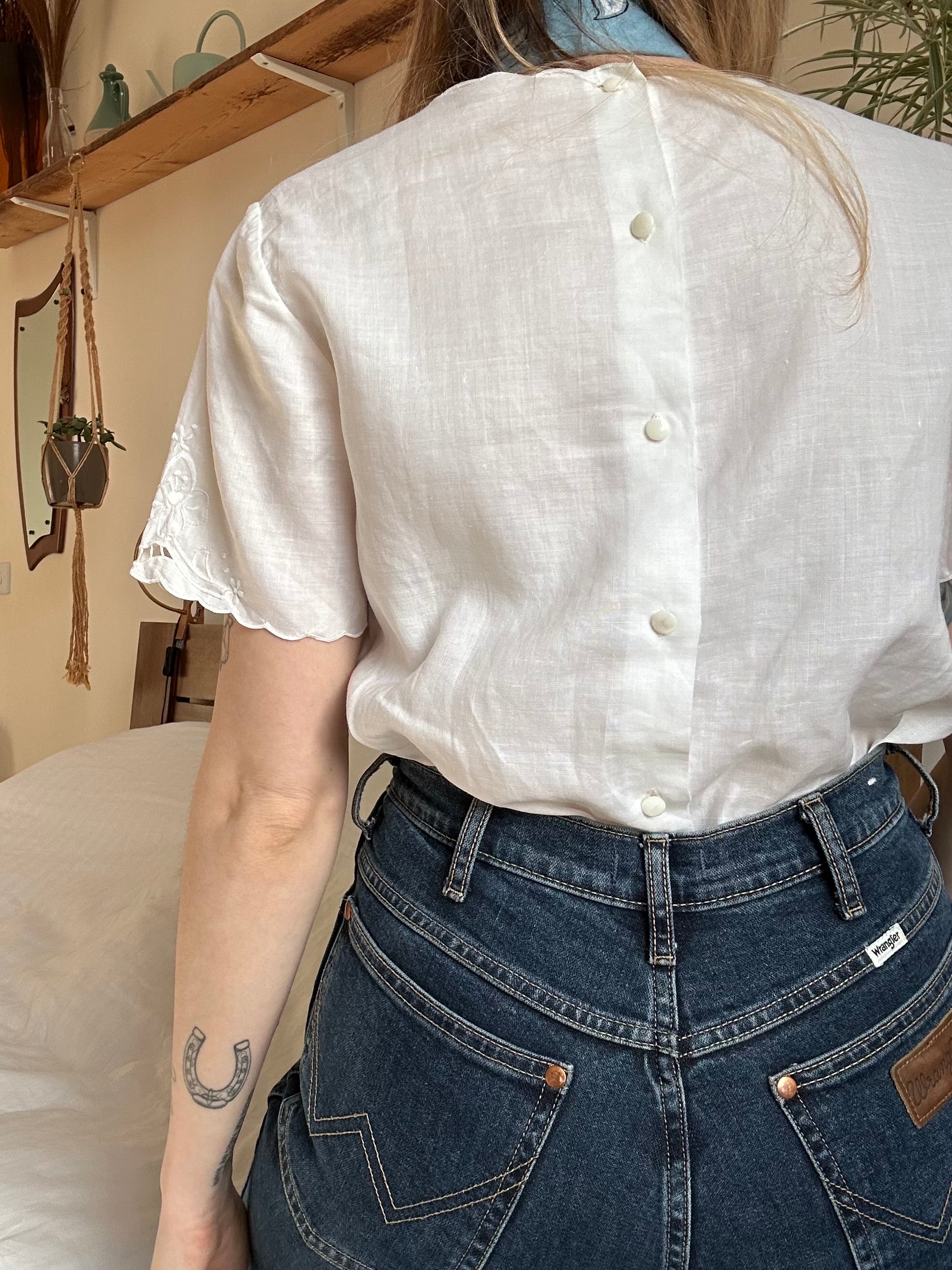 Embroidered Cotton Blouse - M