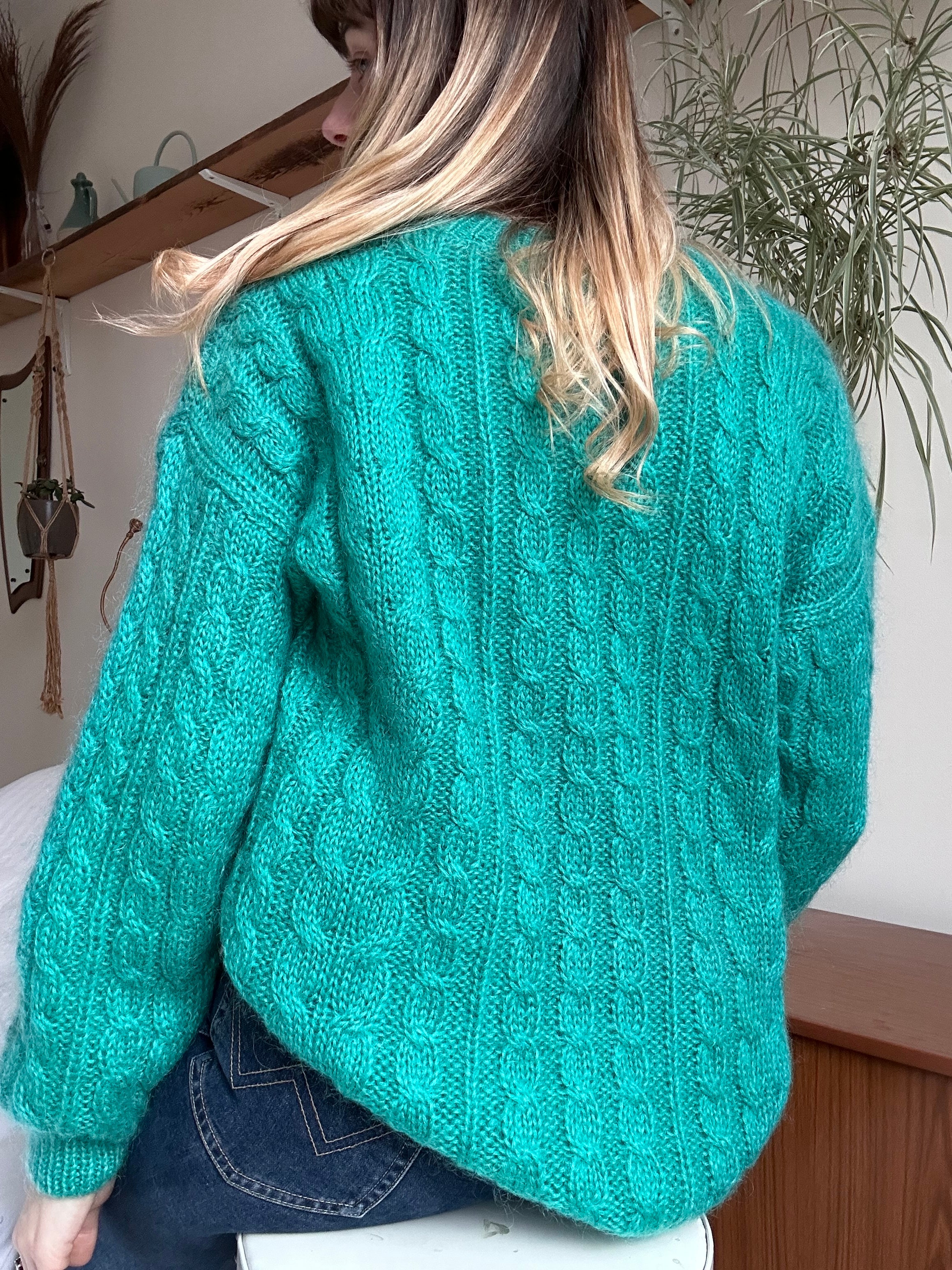 Jade Green Mohair Jumper - M