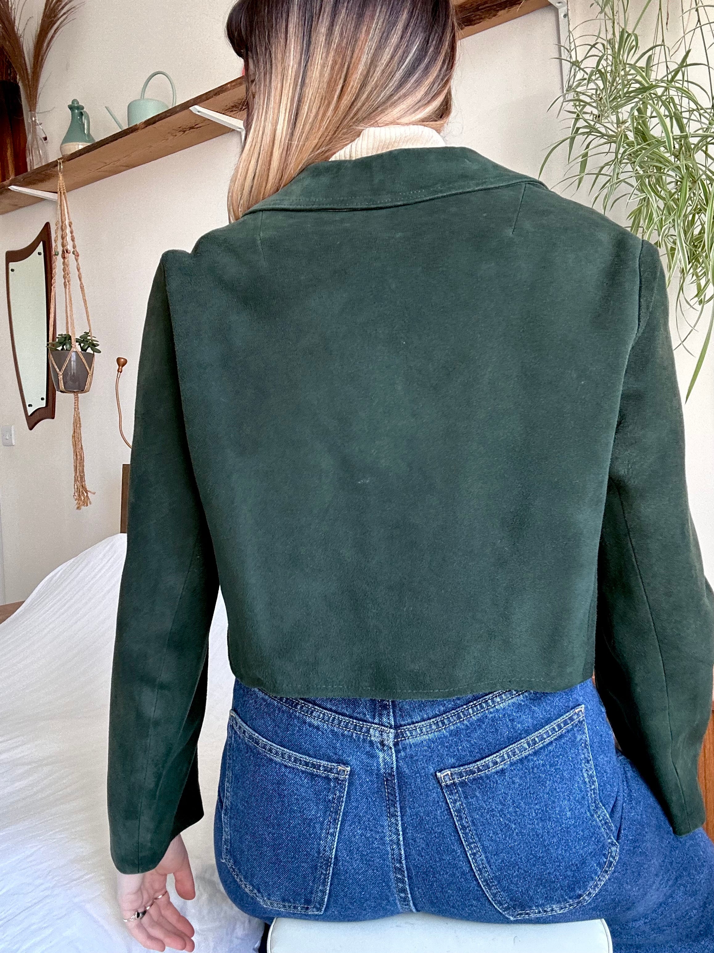 Suede cropped jacket - M