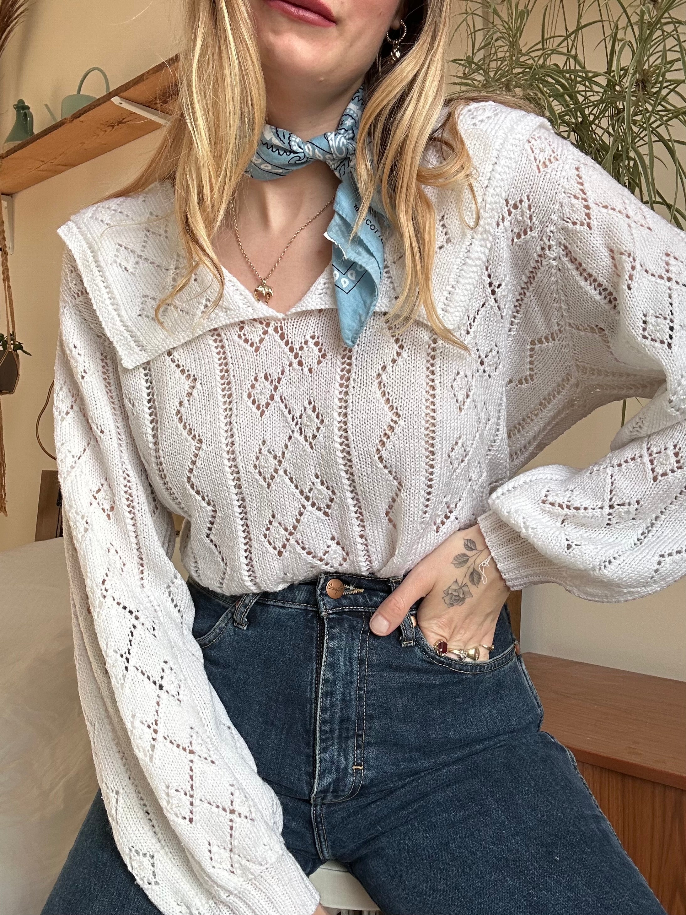 Broderie knit jumper - L