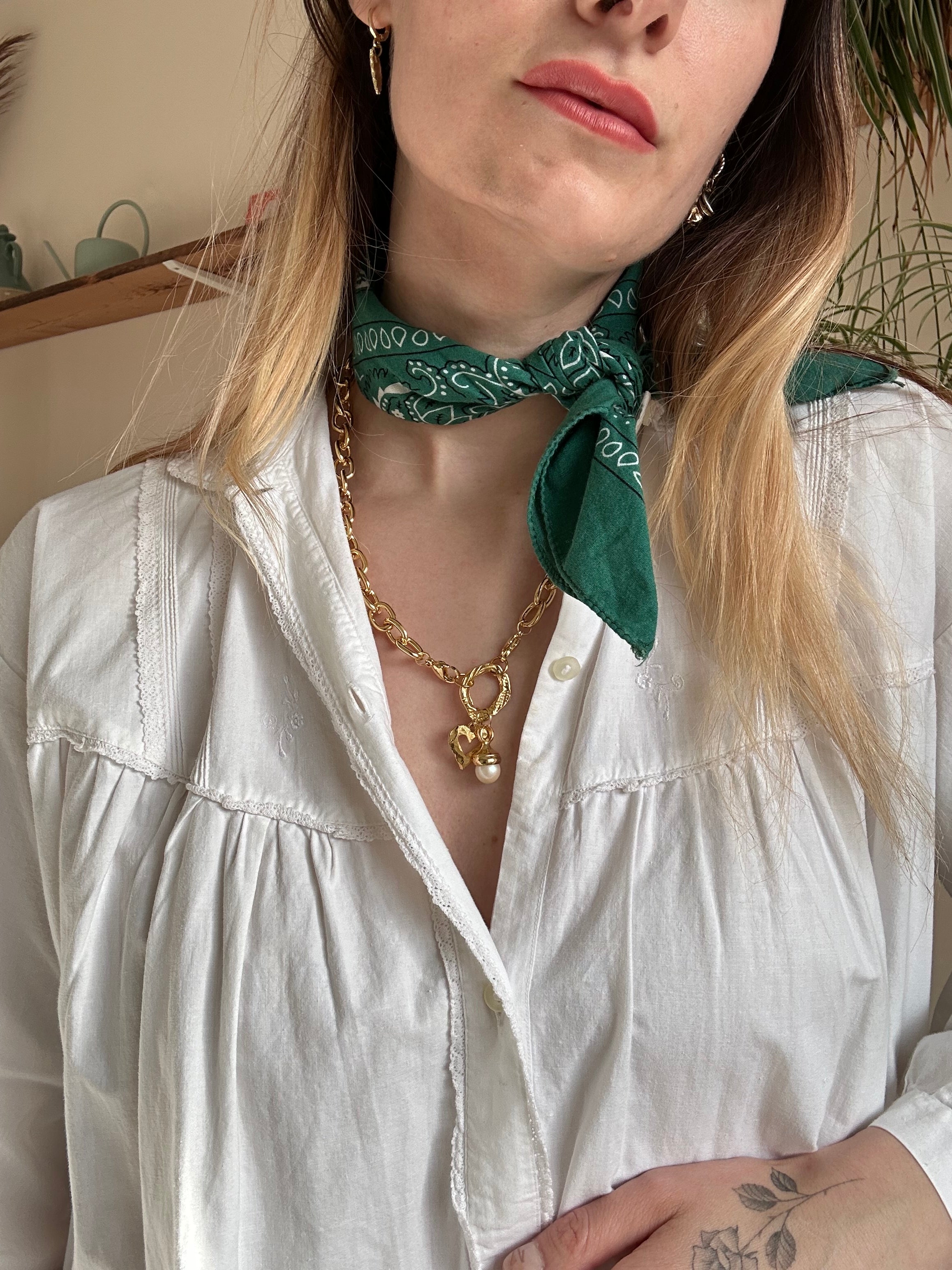 Chunky 18k gold plated charm necklace