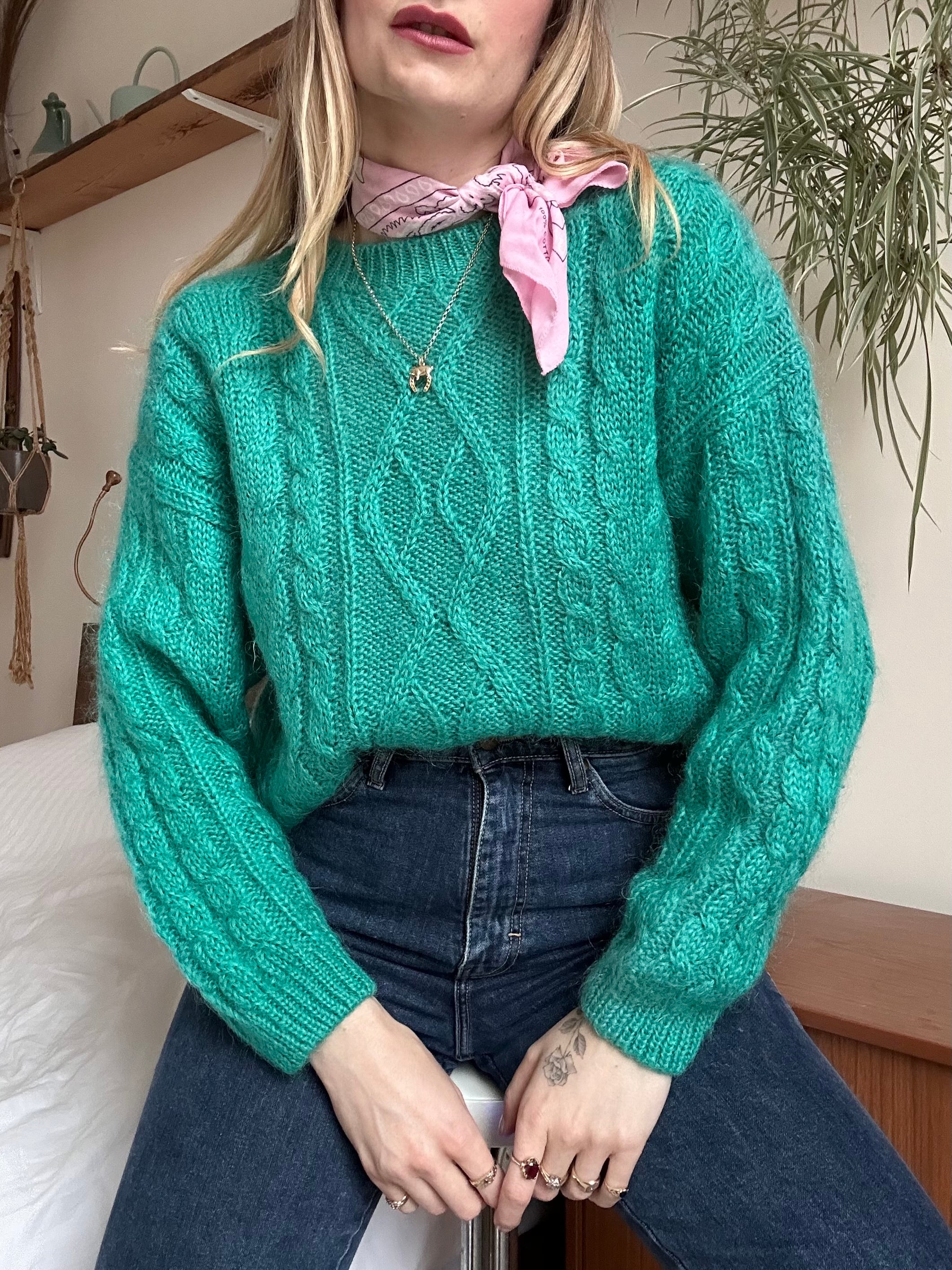 Jade Green Mohair Jumper - M