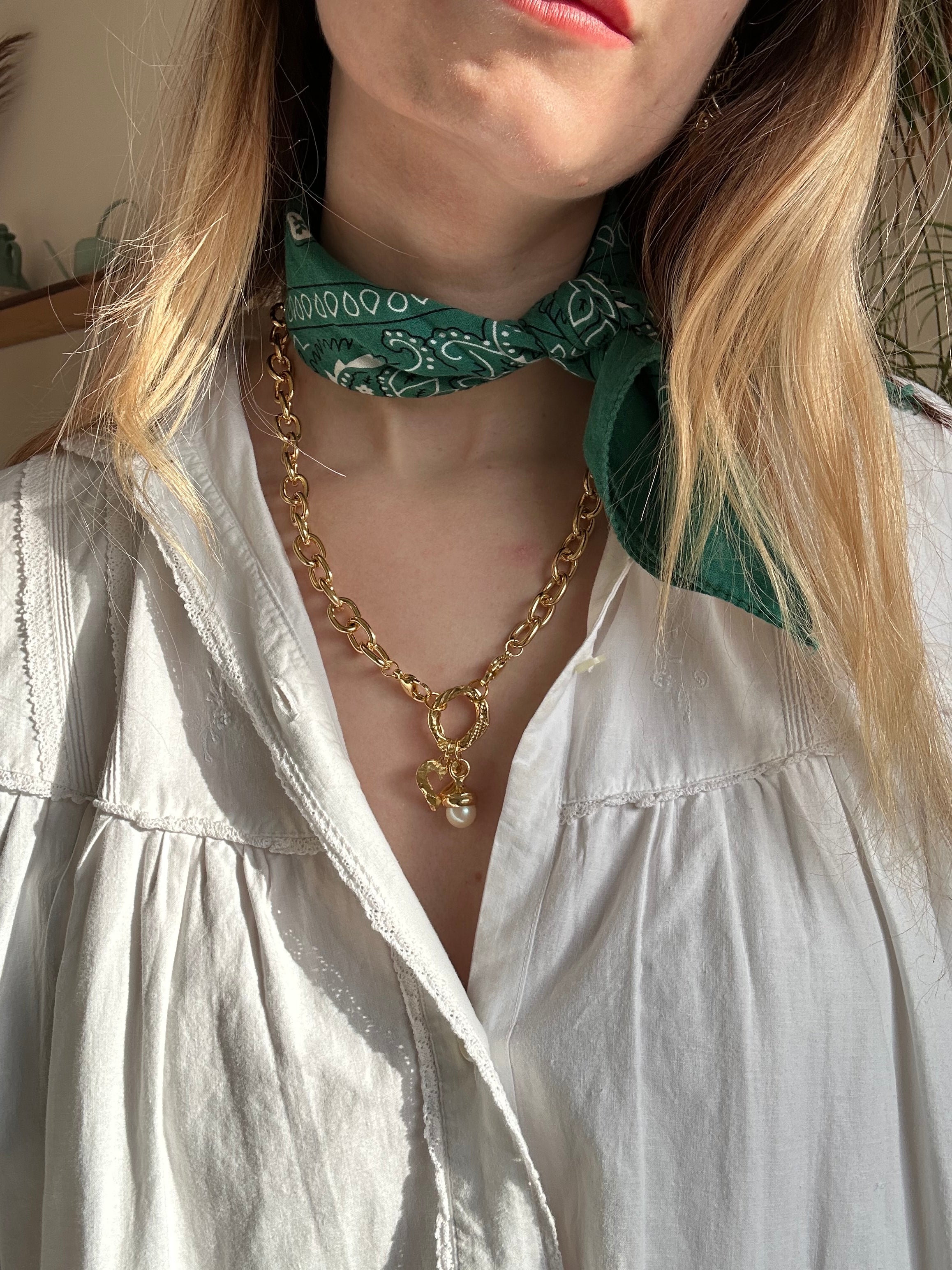 Chunky 18k gold plated charm necklace