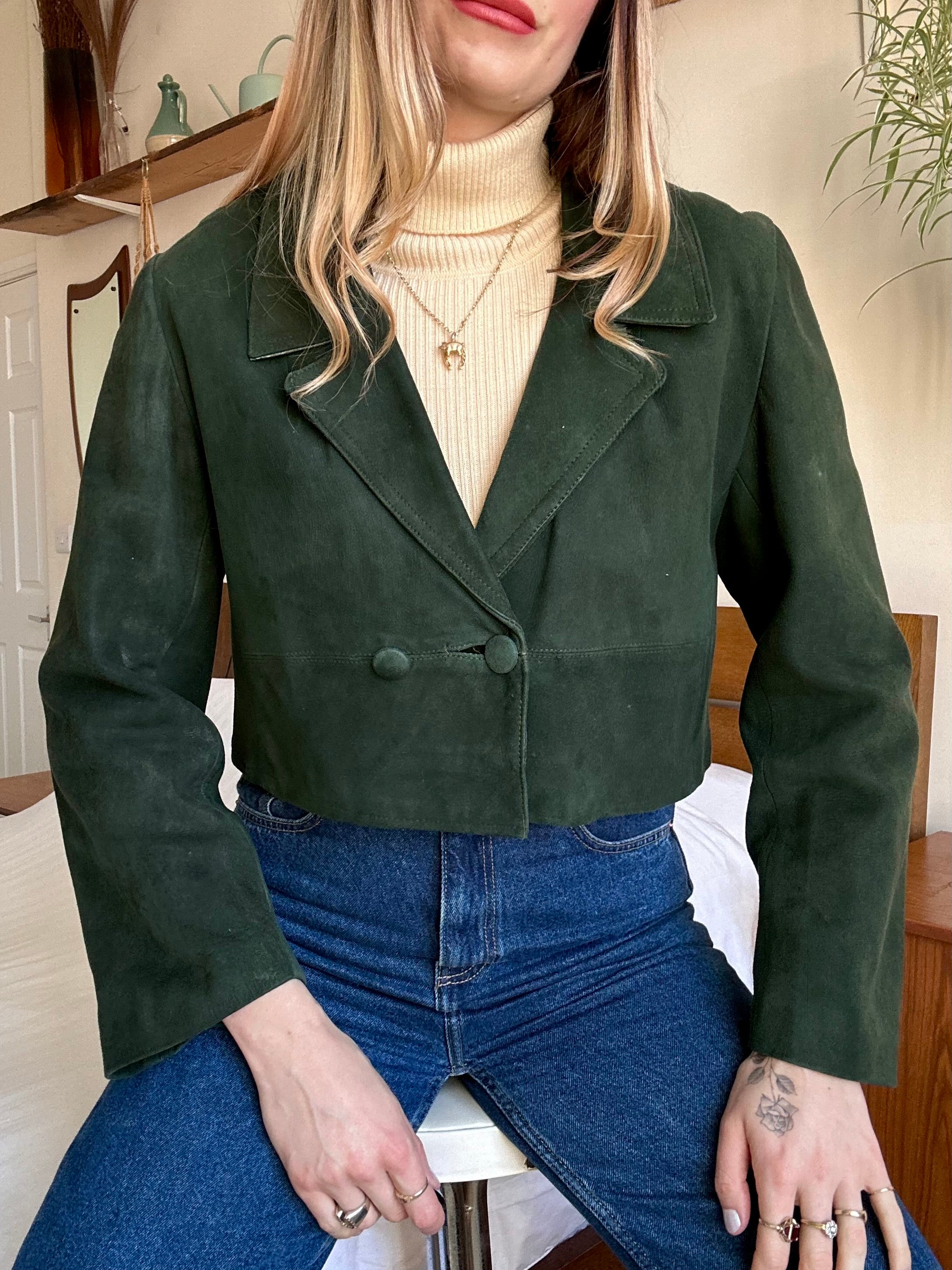 Suede cropped jacket - M