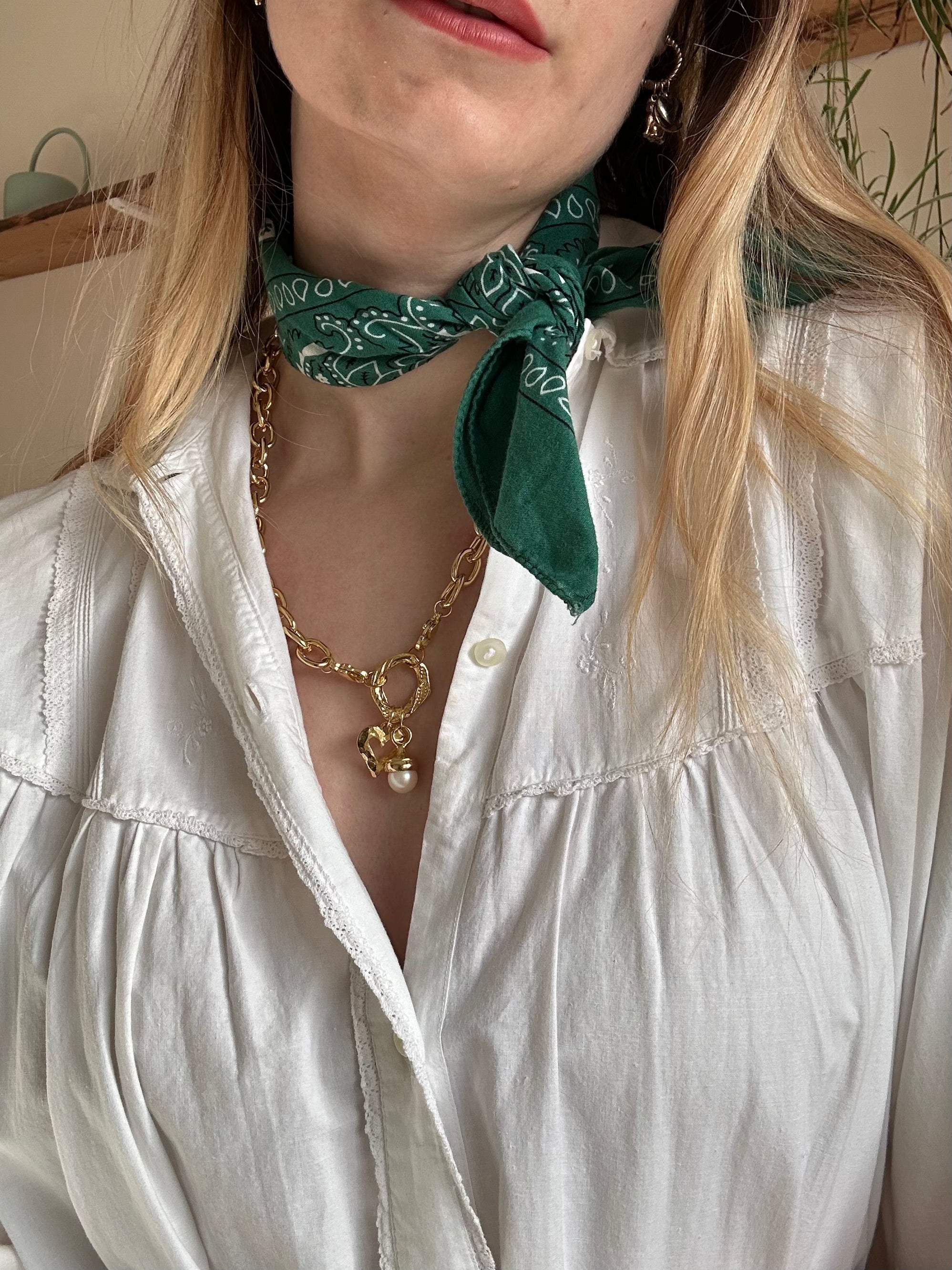 Chunky 18k gold plated charm necklace