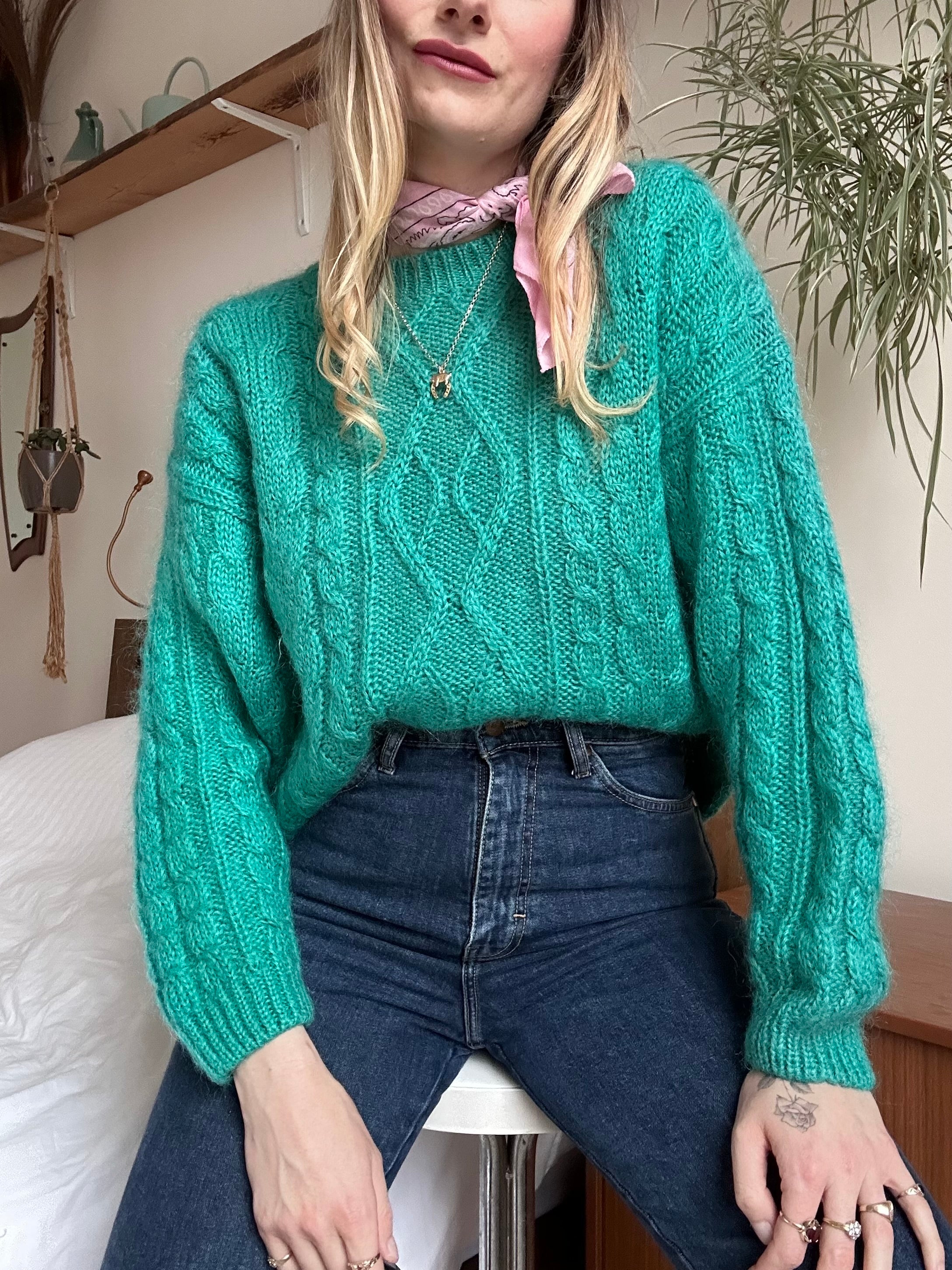 Jade Green Mohair Jumper - M