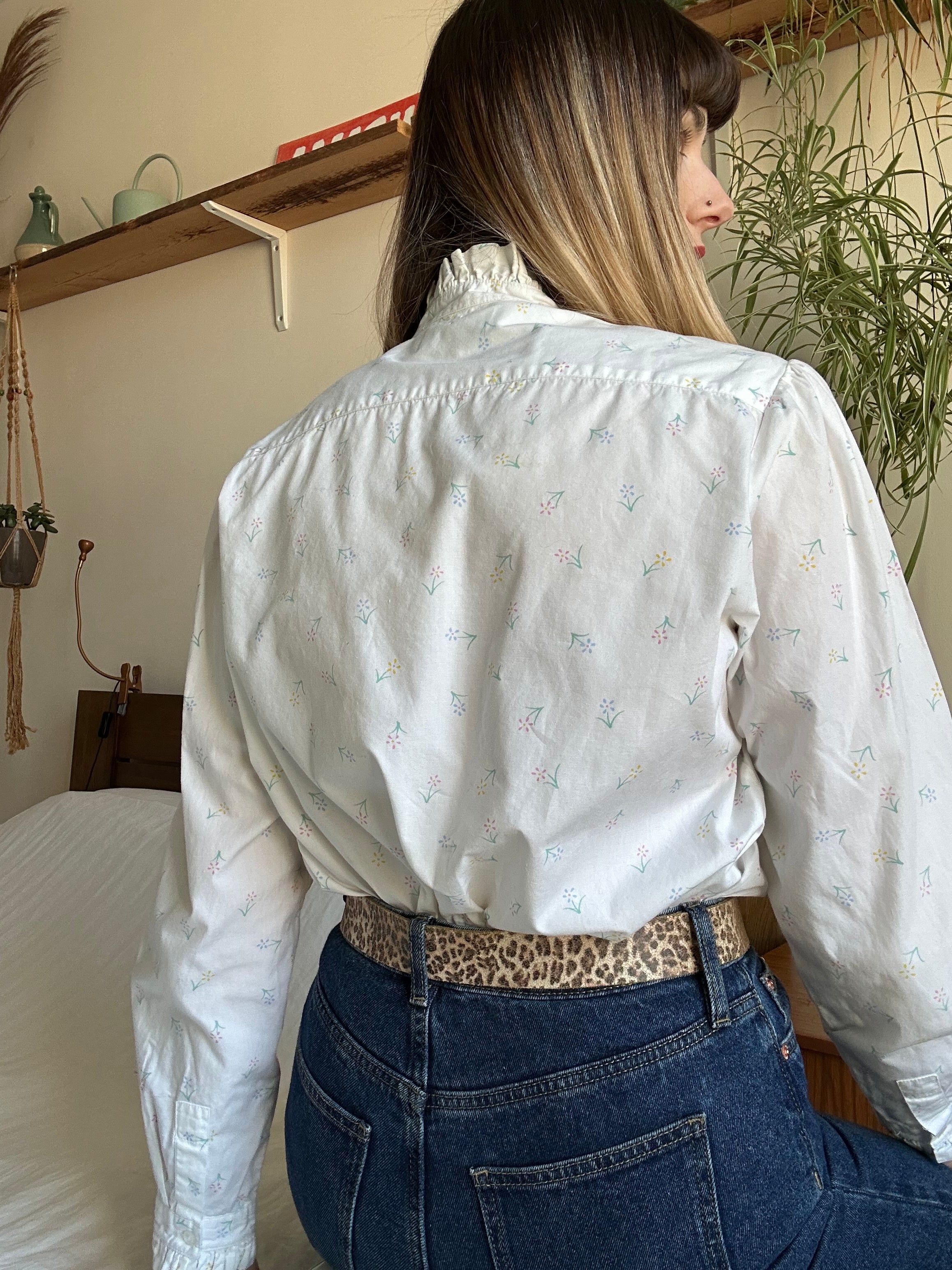 Frill Floral Shirt - L