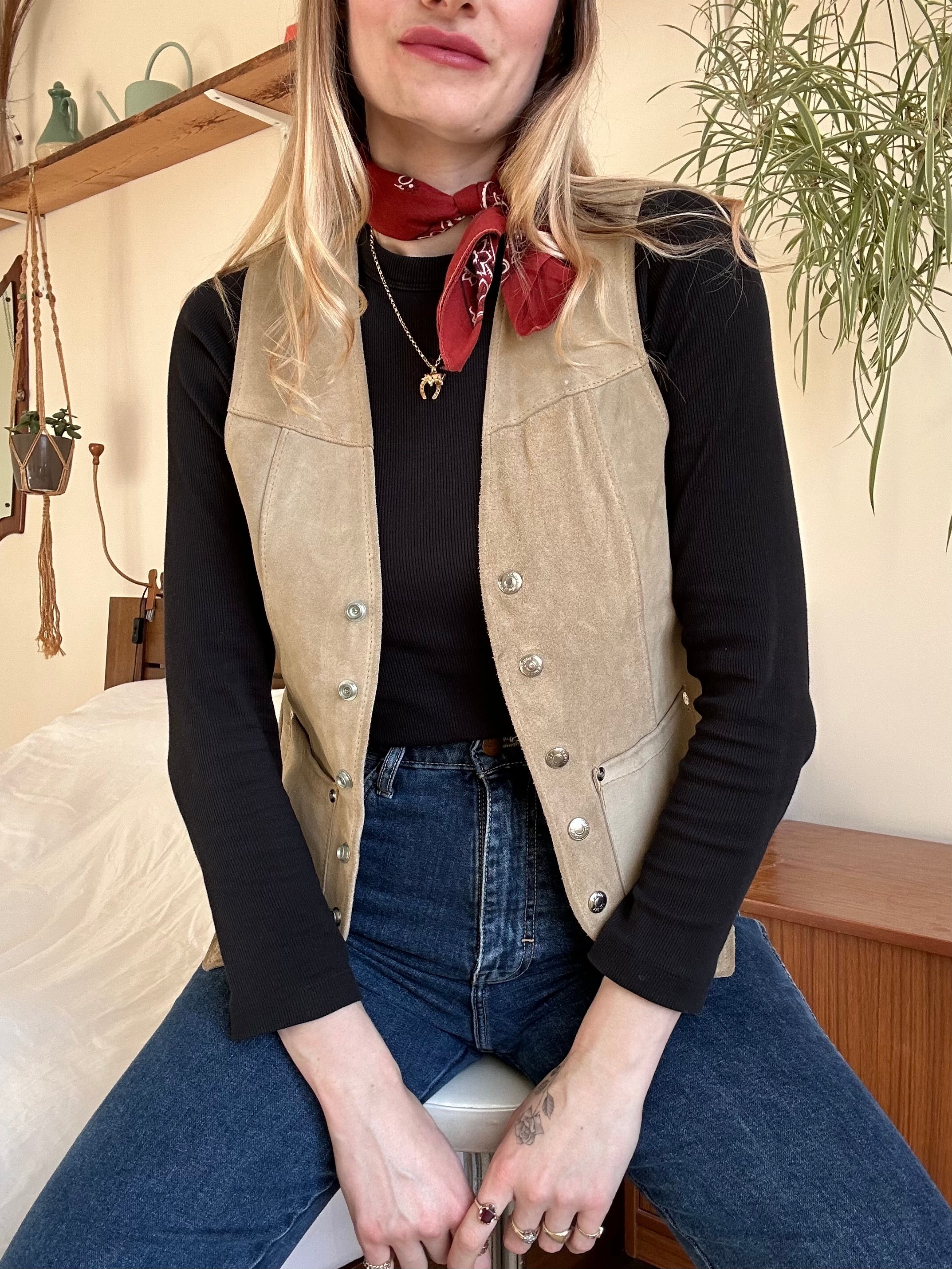 Western Suede Waist Coat - S