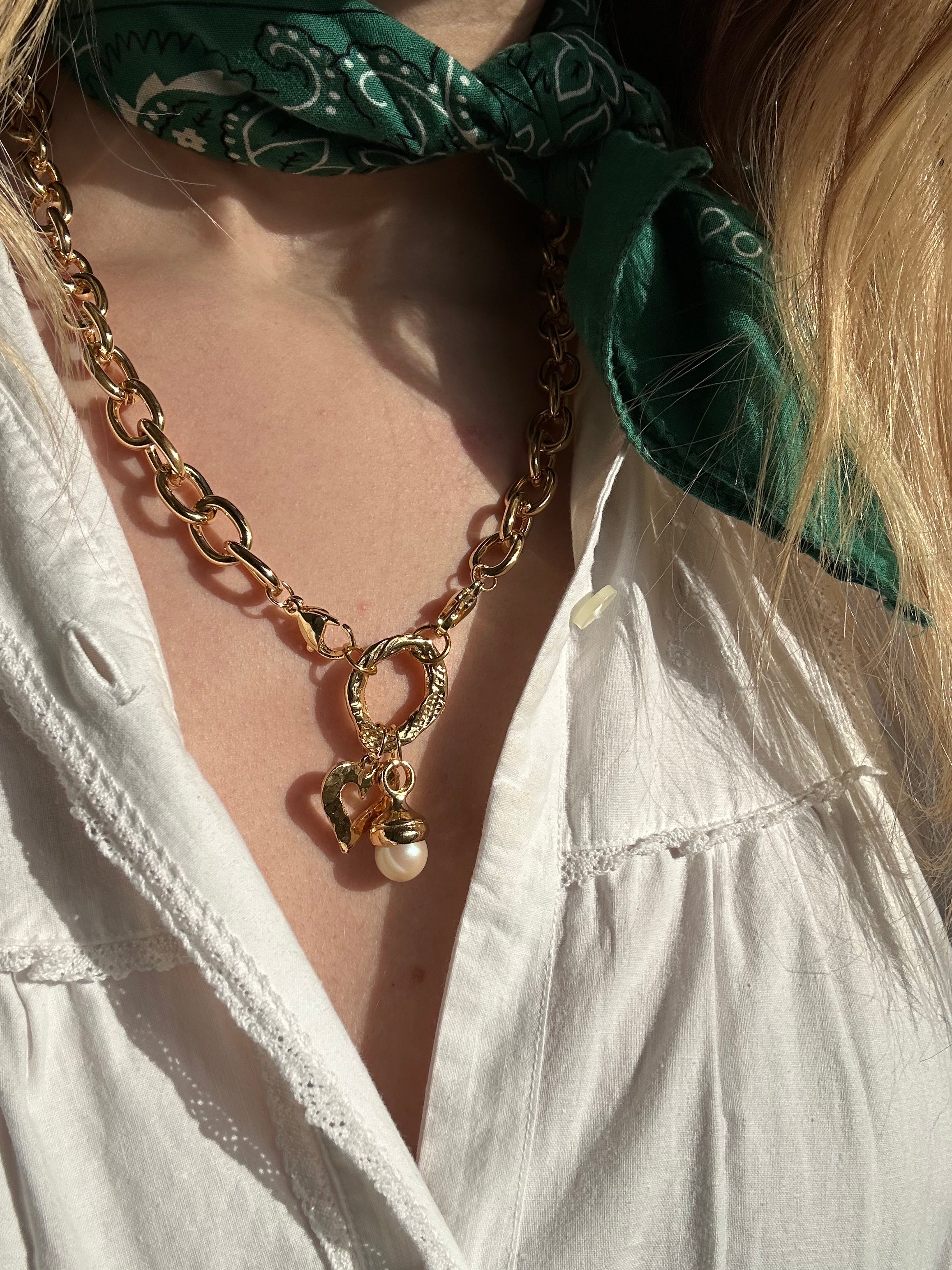 Chunky 18k gold plated charm necklace