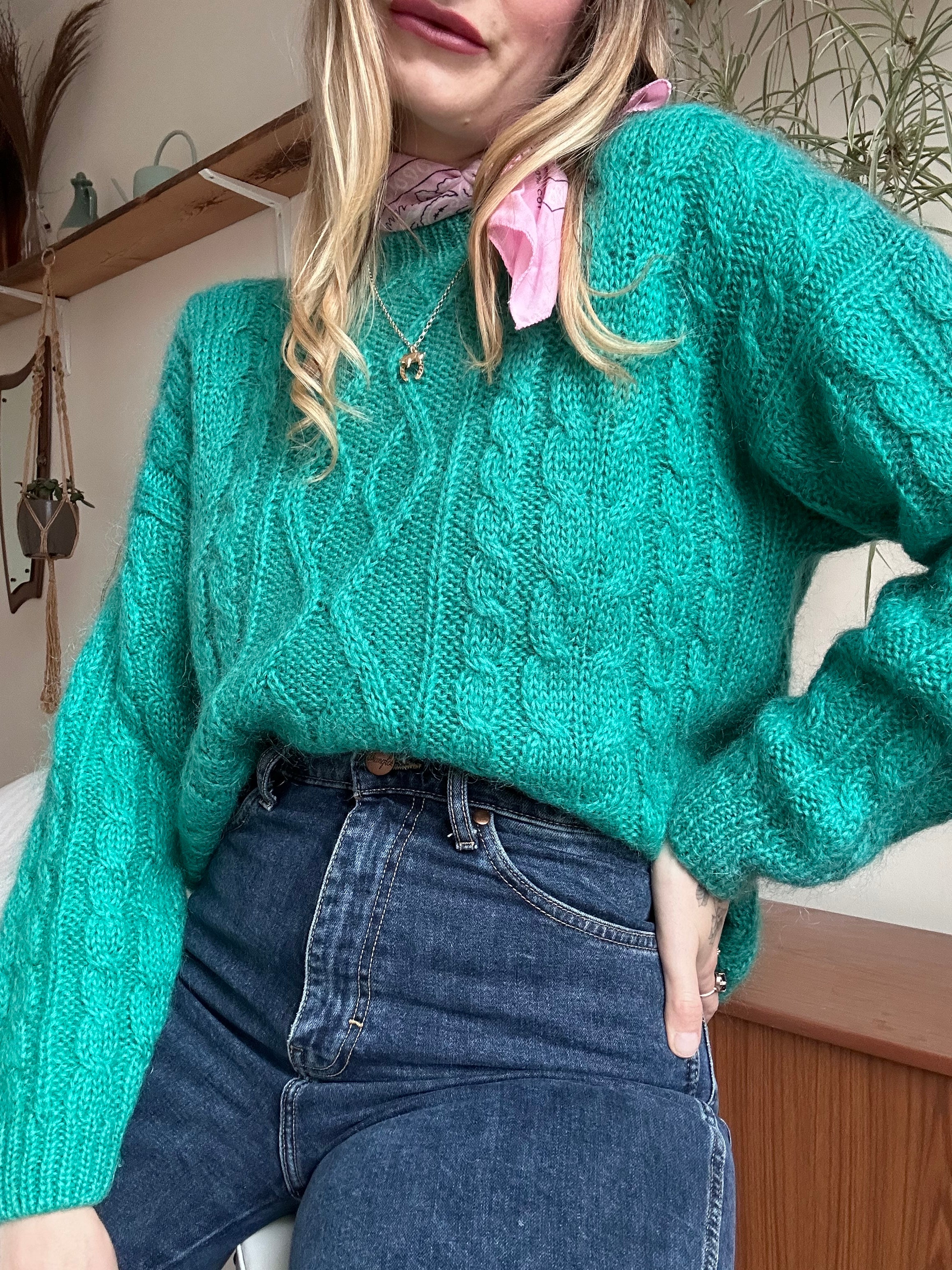 Jade Green Mohair Jumper - M