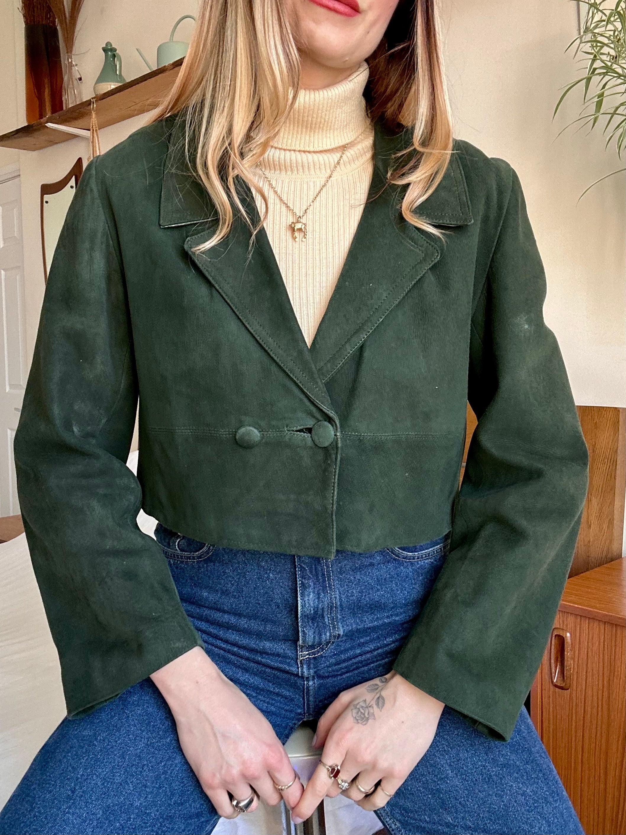 Suede cropped jacket - M