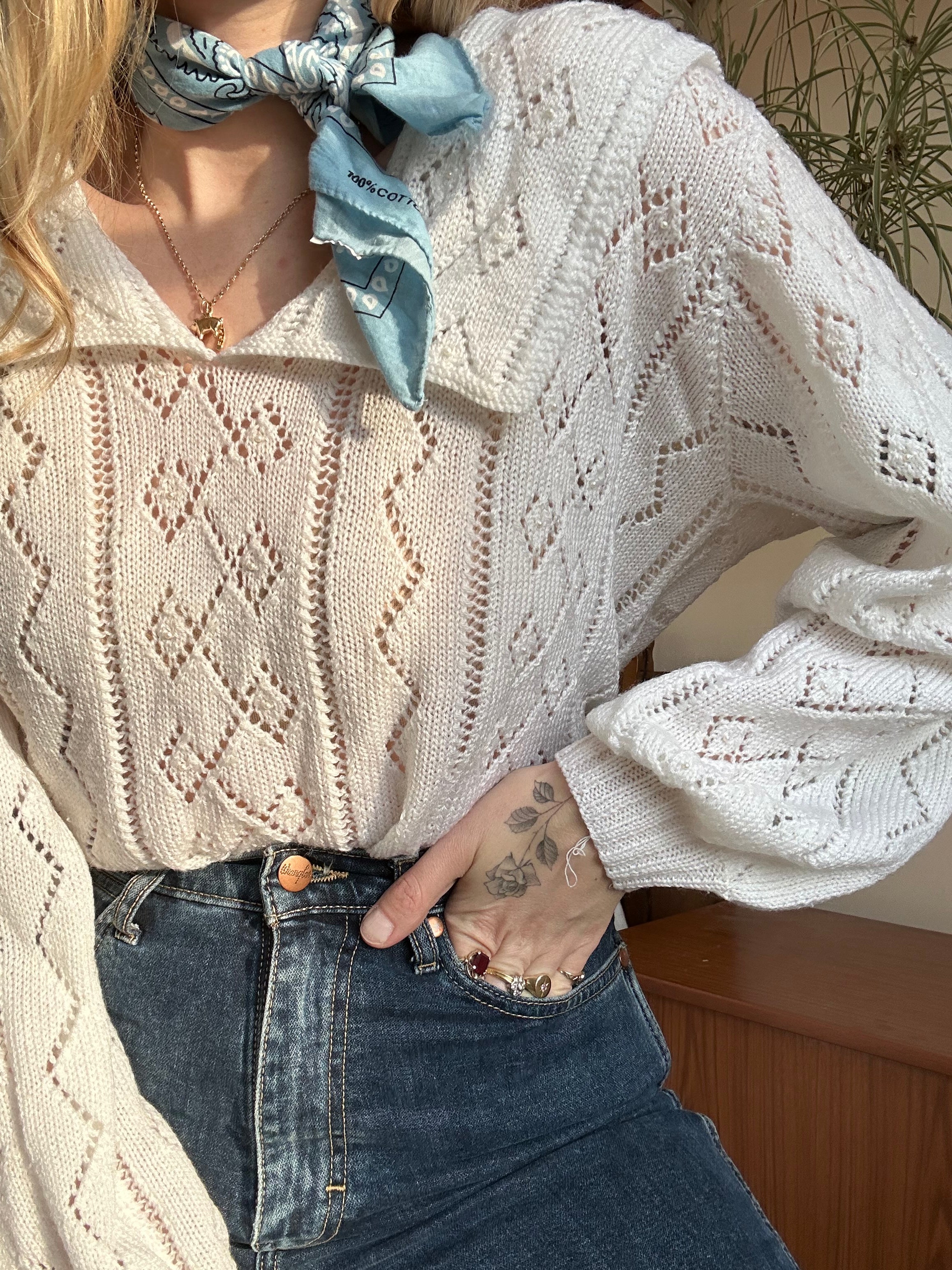 Broderie knit jumper - L