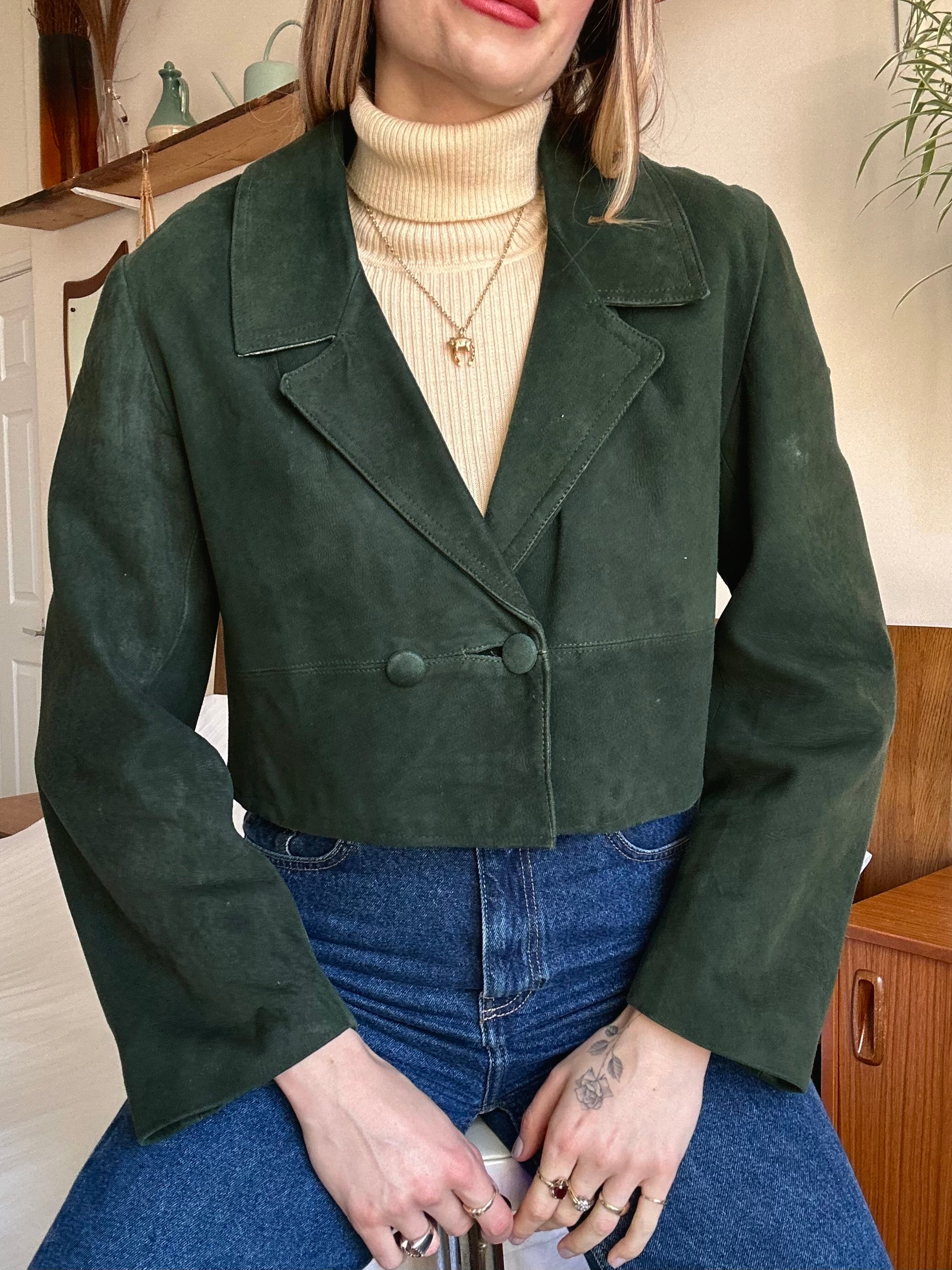 Suede cropped jacket - M