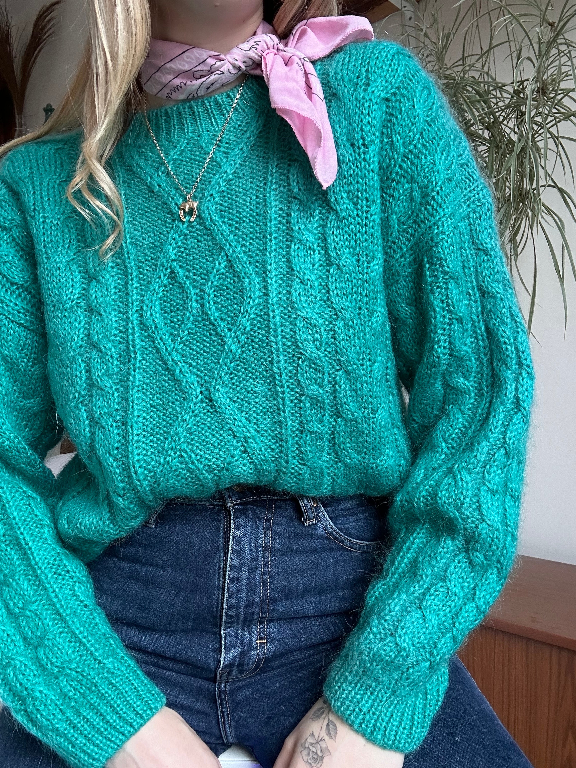 Jade Green Mohair Jumper - M
