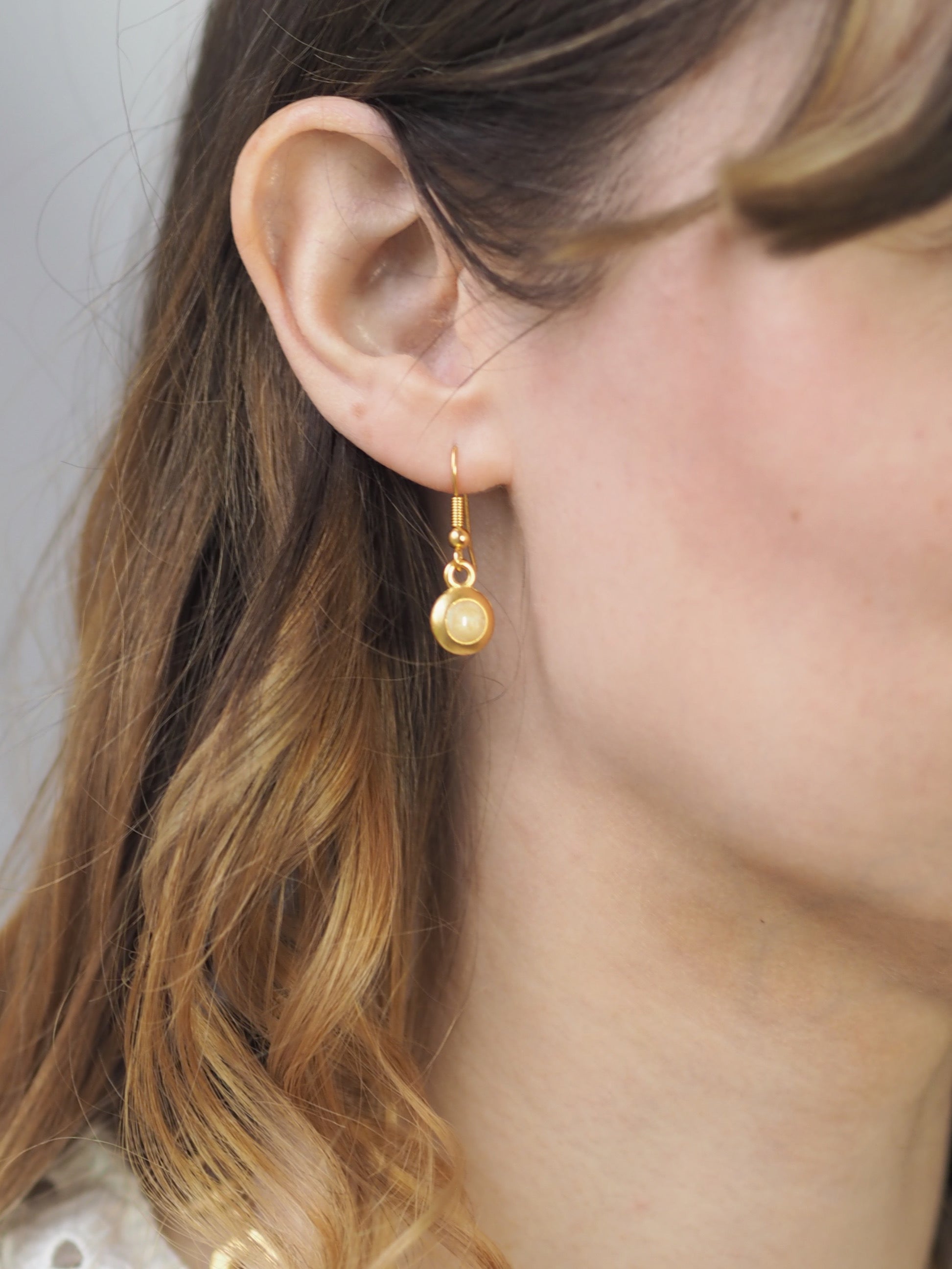 Gold Plated Resin Dangle Earrings