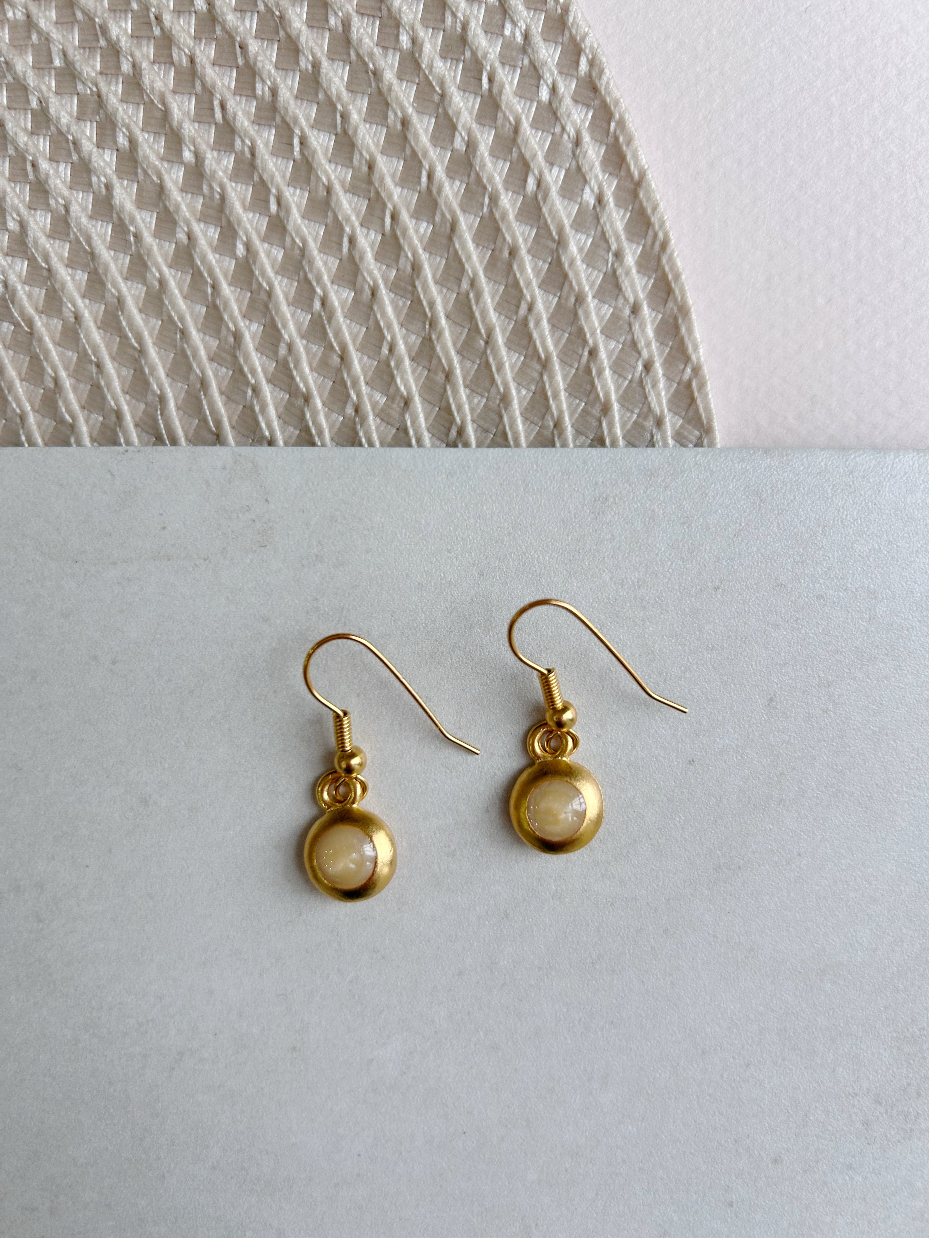Gold Plated Resin Dangle Earrings