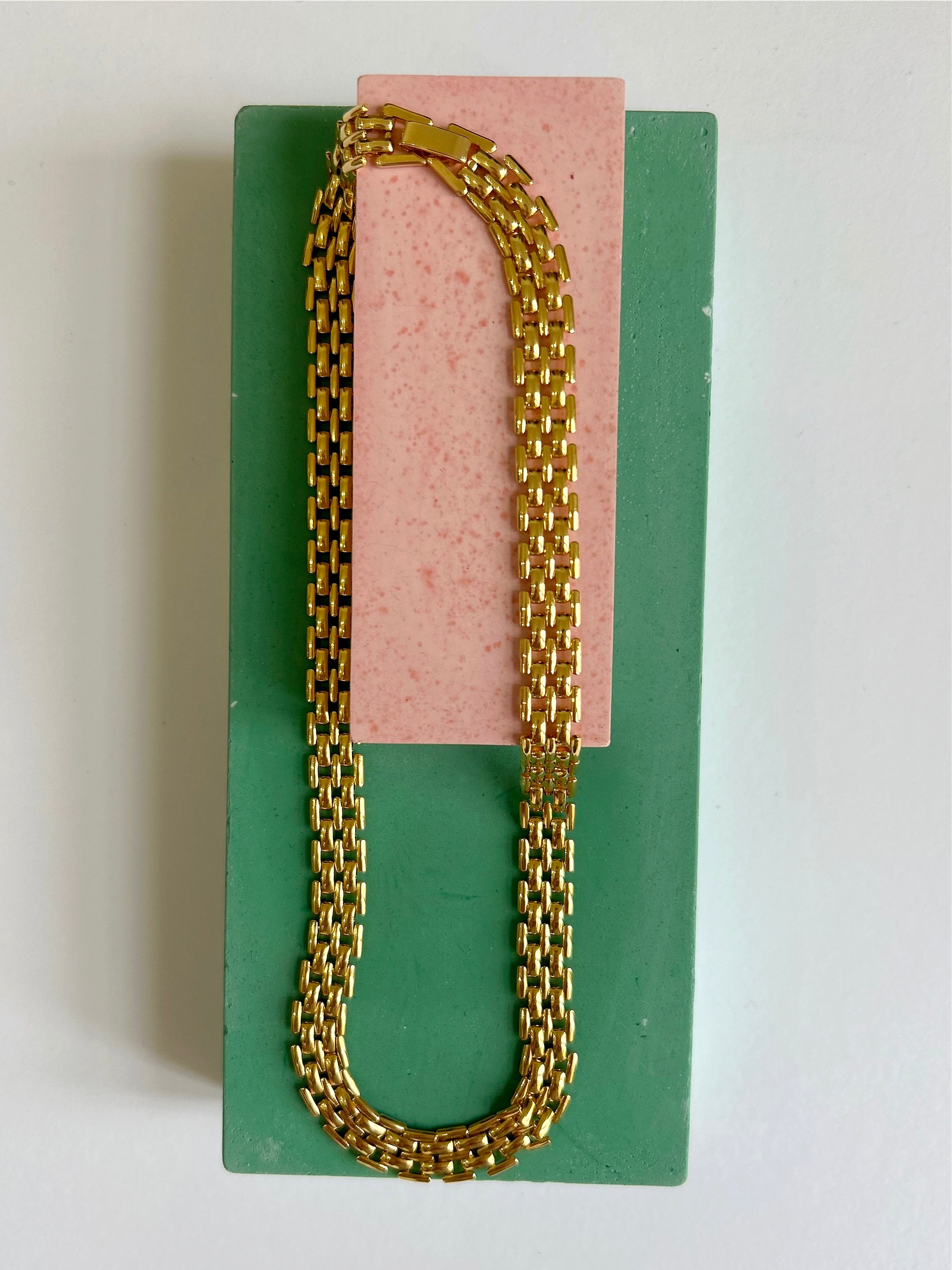 Gold Plated Panther Link Necklace - 15.5"