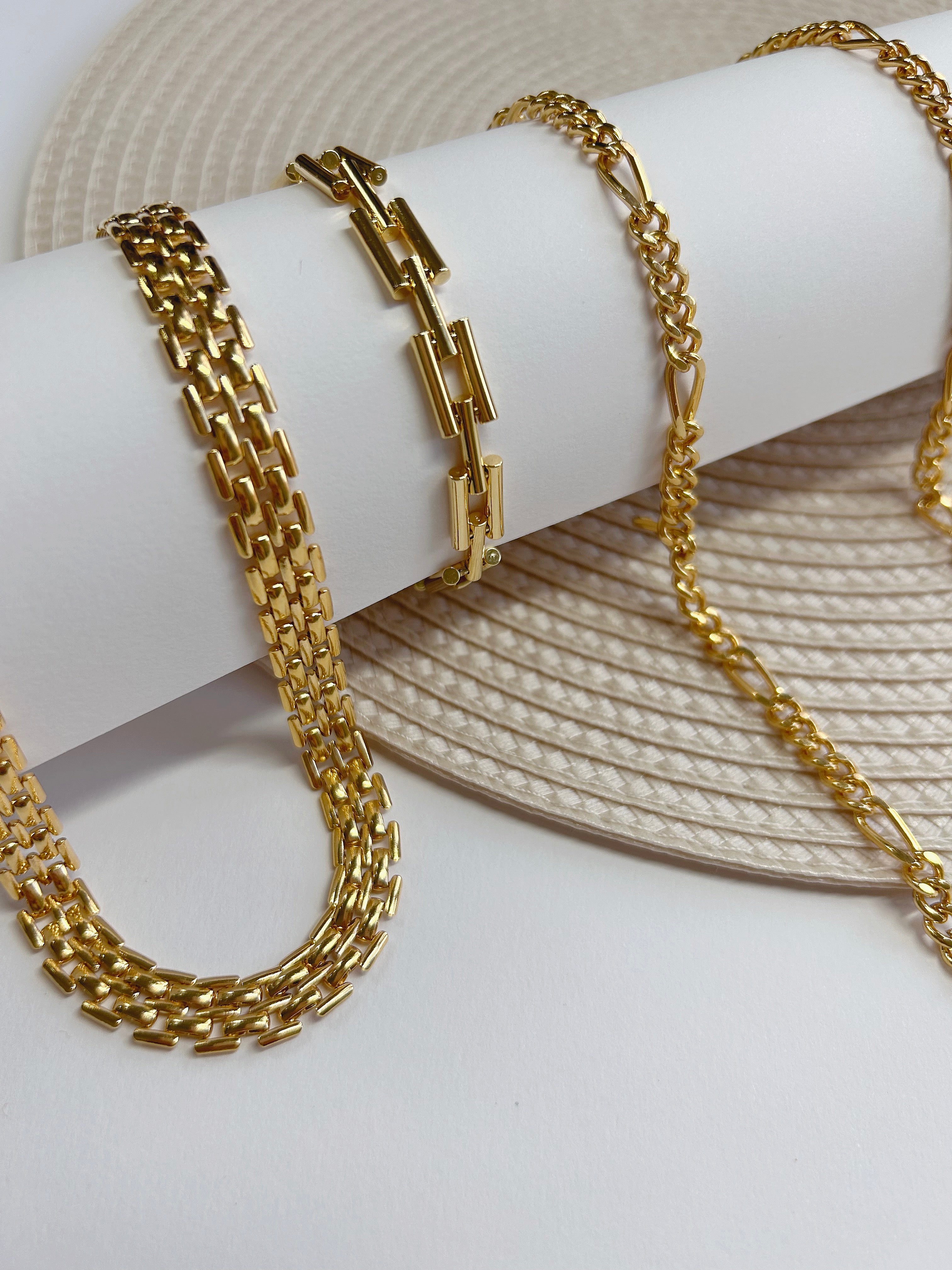 Gold Plated Panther Link Necklace - 15.5"