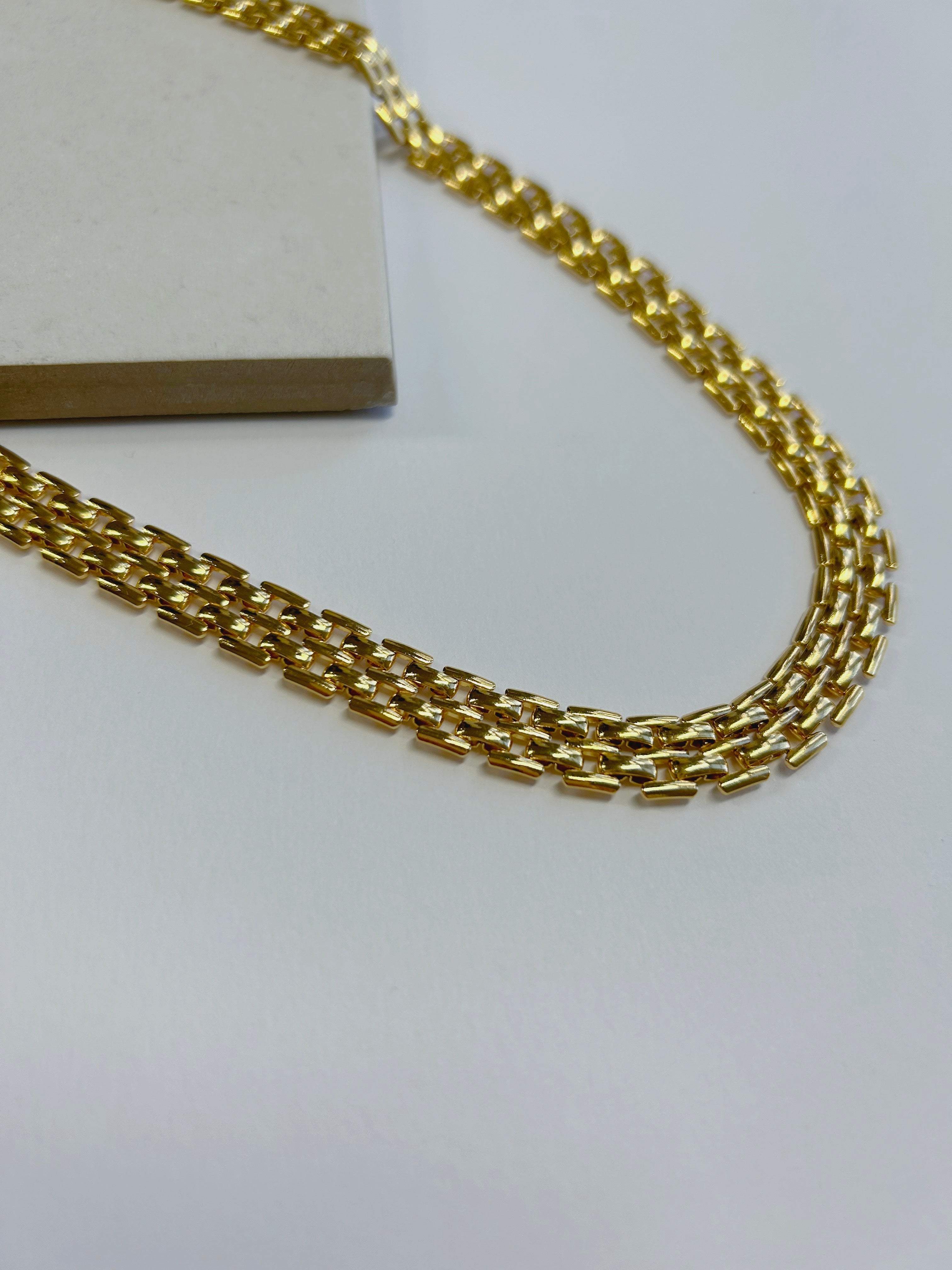 Gold Plated Panther Link Necklace - 15.5"