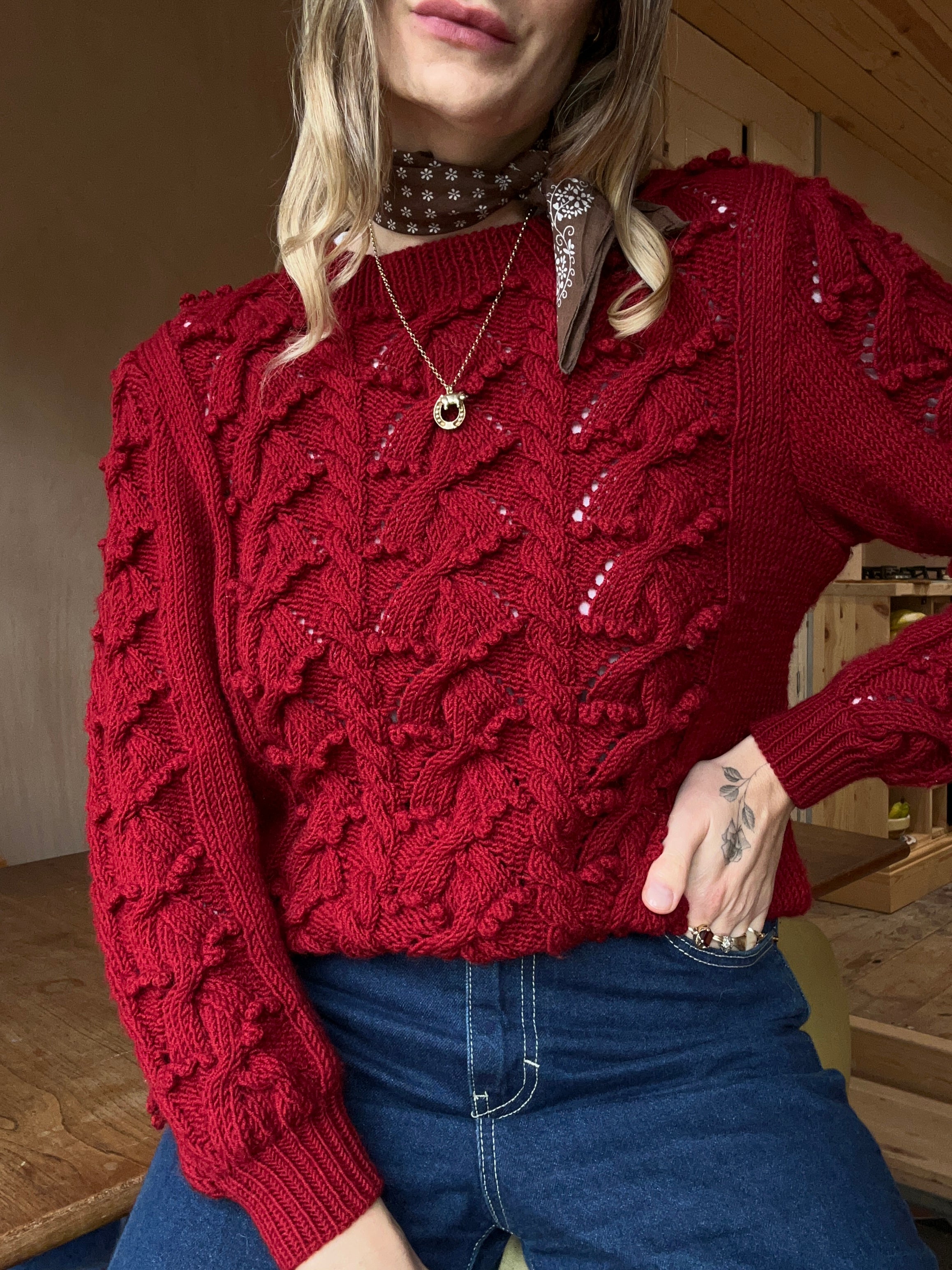 Cherry Knitted Jumper - S/M