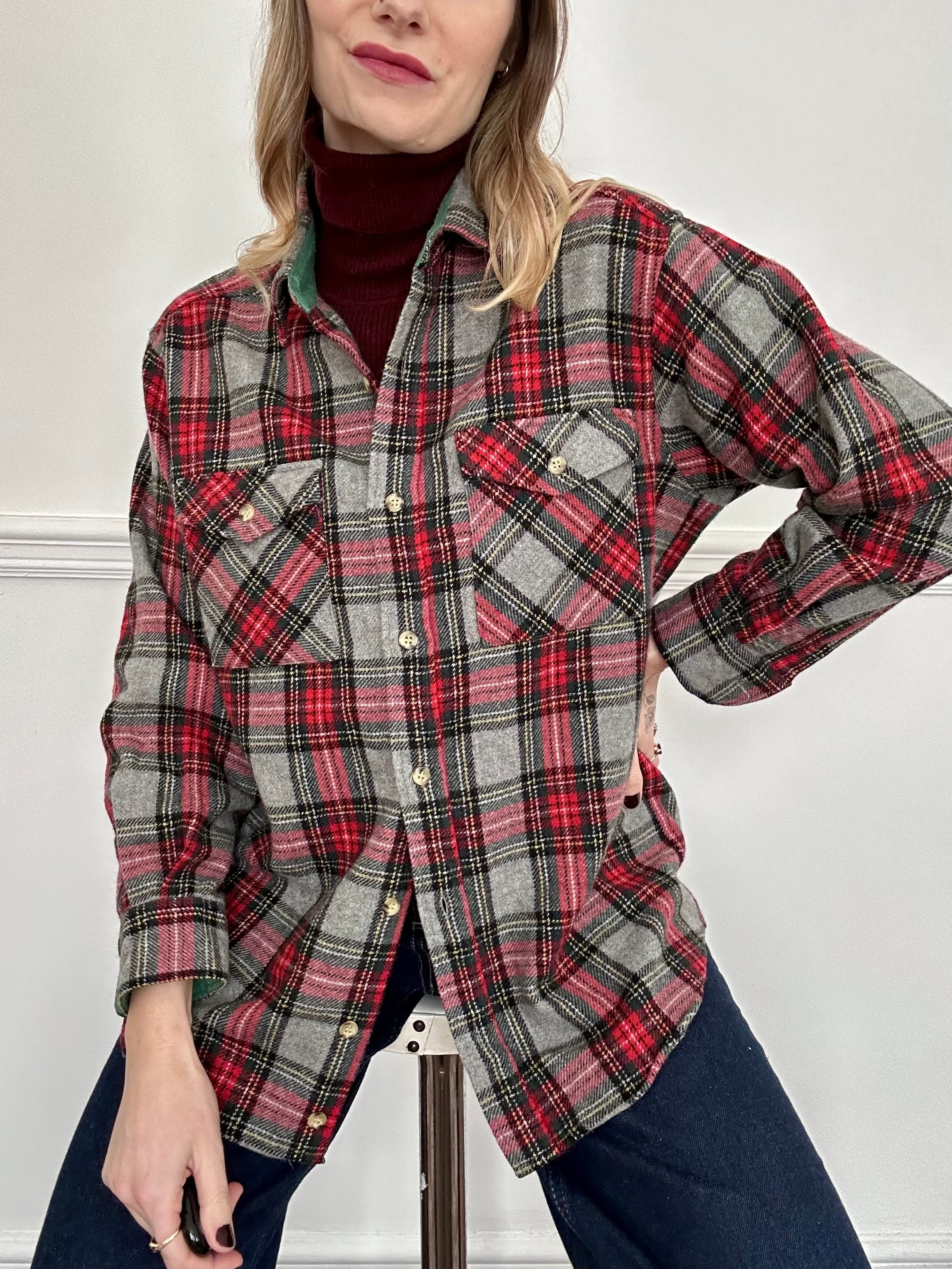 Check Wool Shirt - M