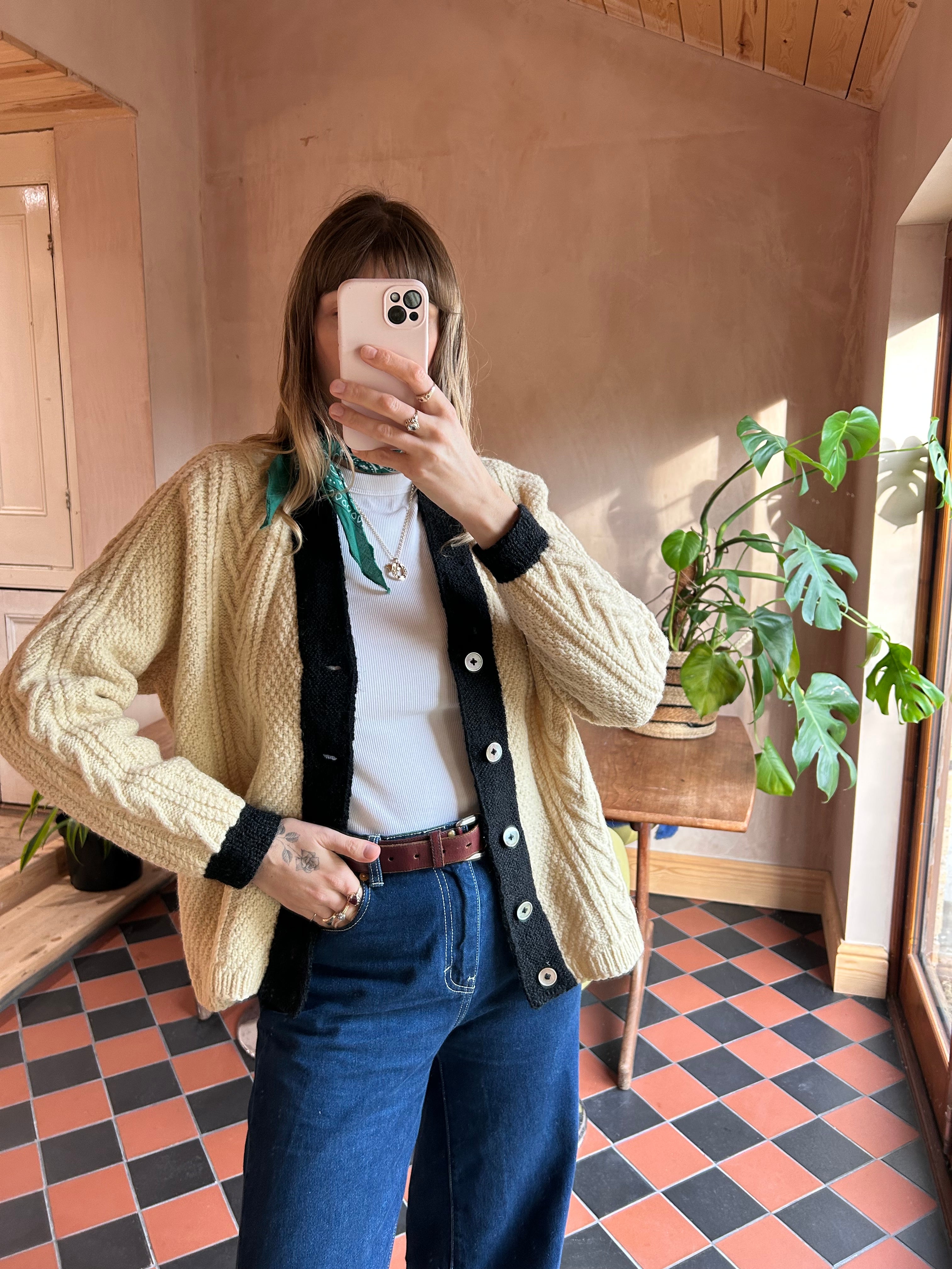 Aran Knit Cardigan - M/L