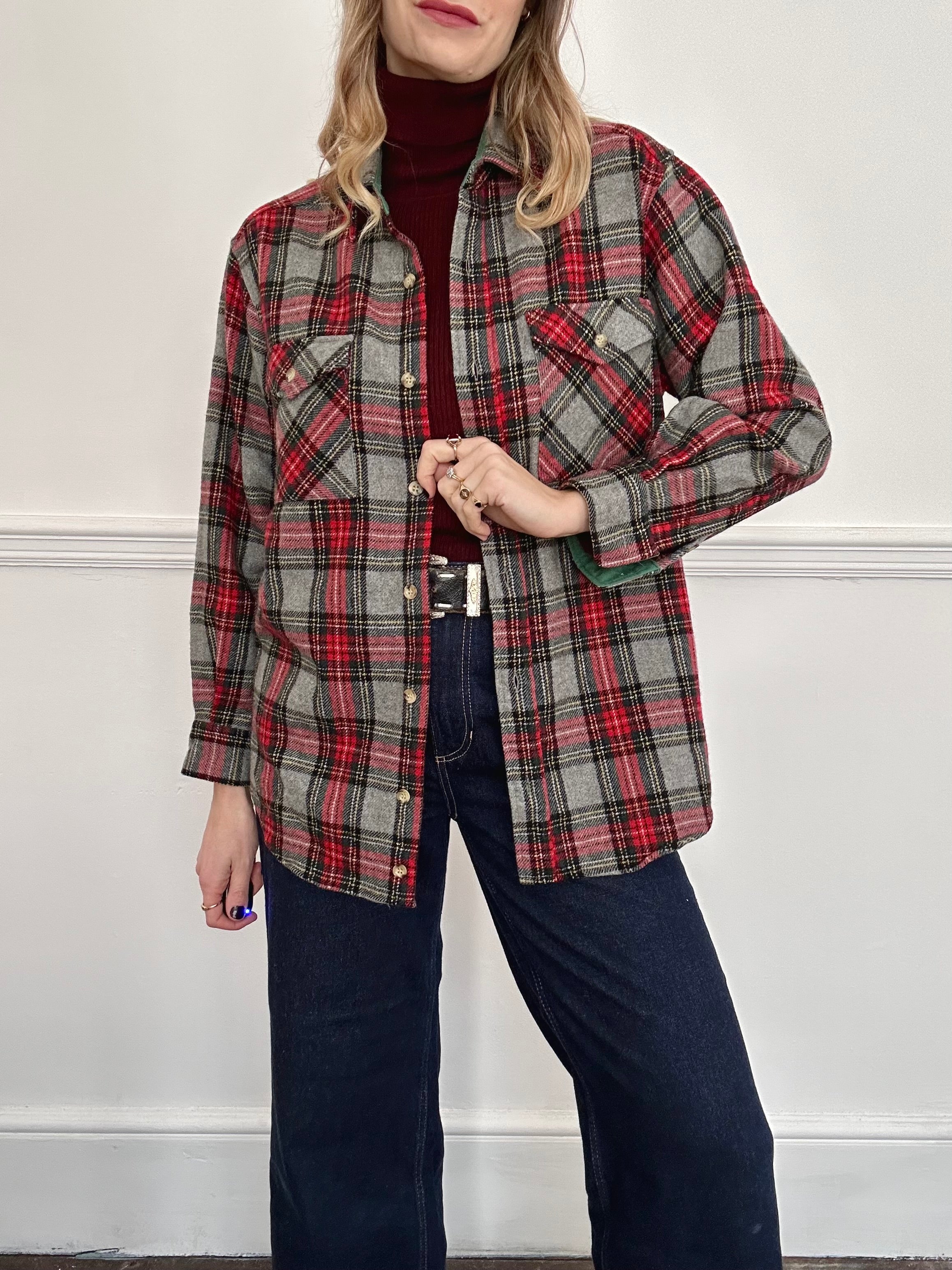 Check Wool Shirt - M