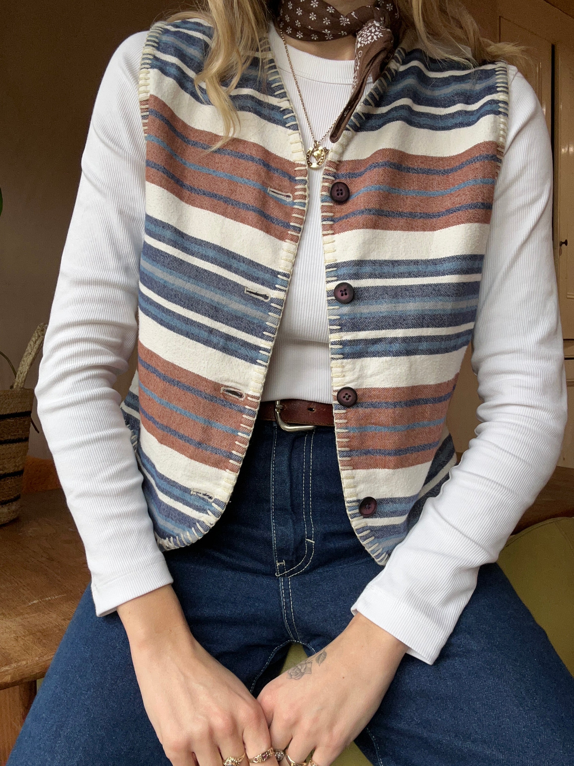 Stripe Waist Coat - M