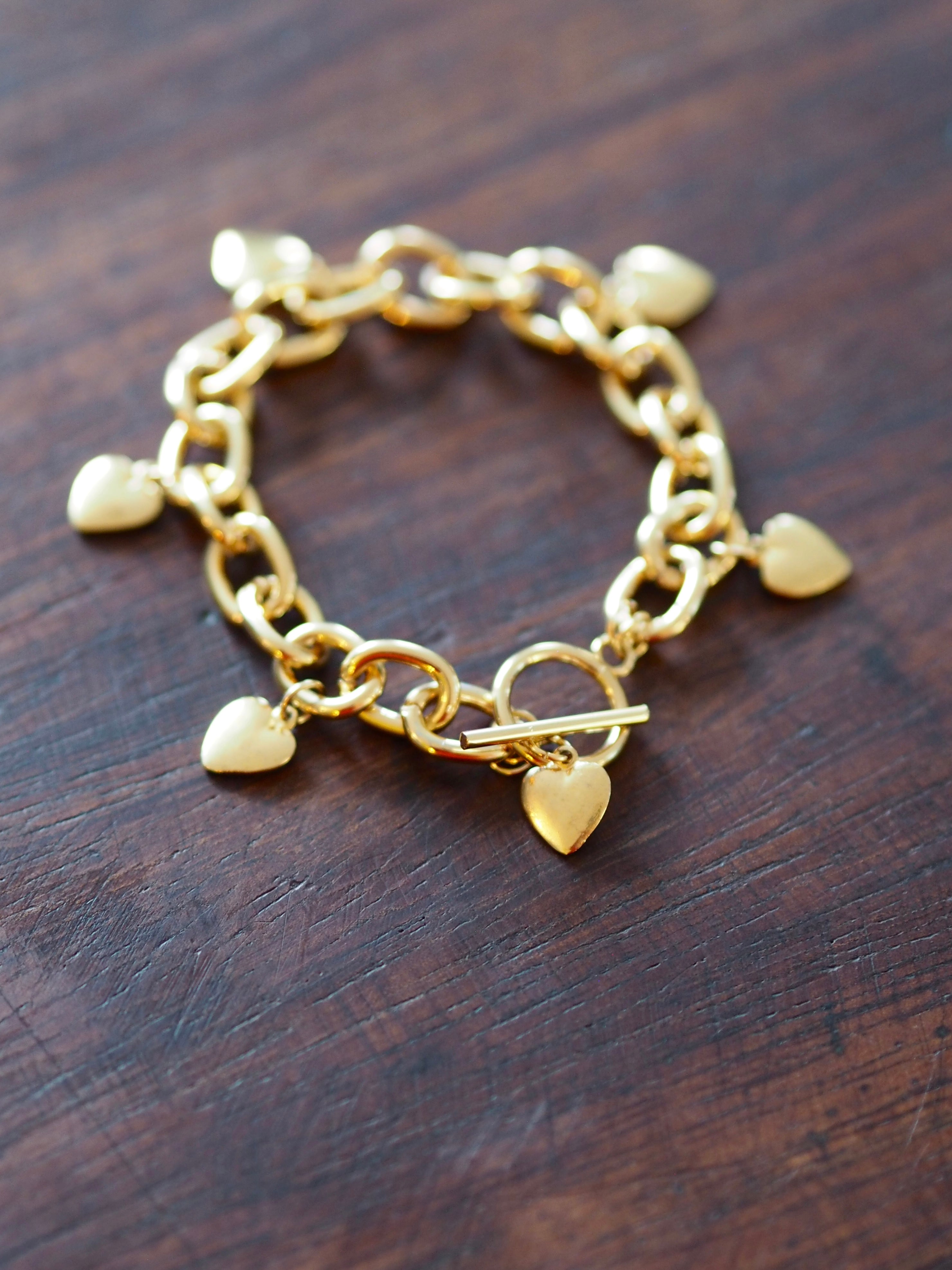 Heart charm T-Bar bracelet