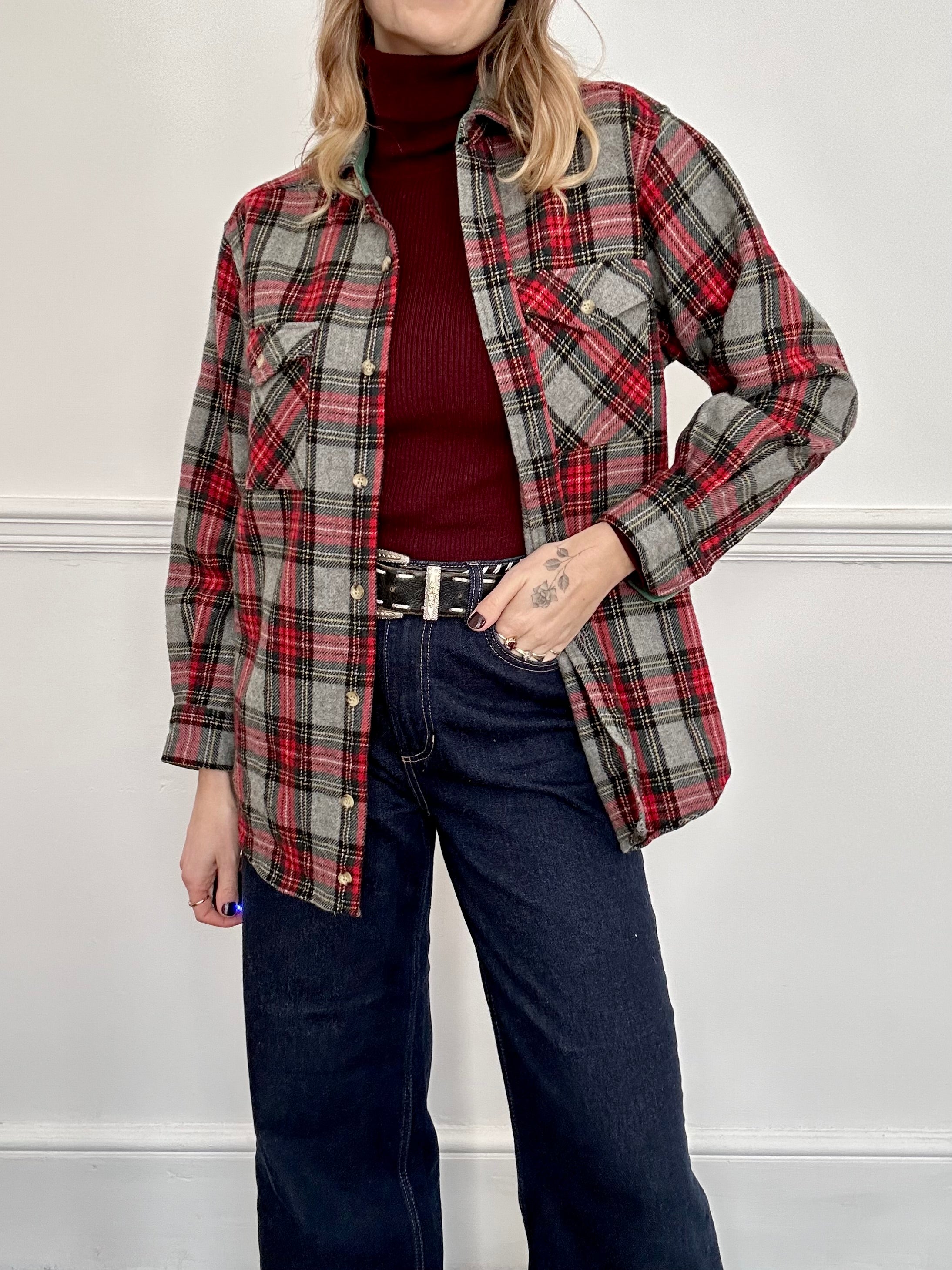 Check Wool Shirt - M