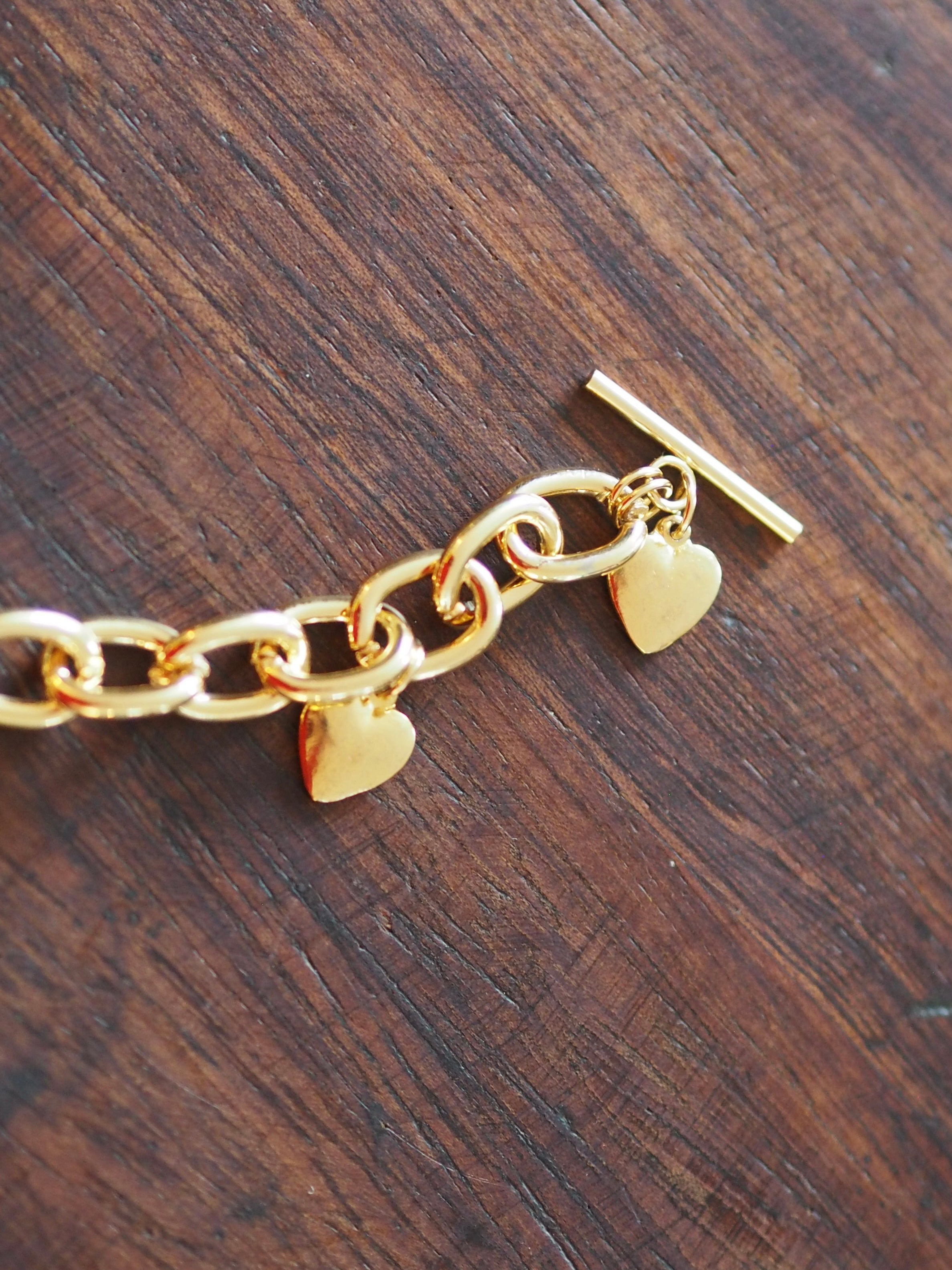 Heart charm T-Bar bracelet