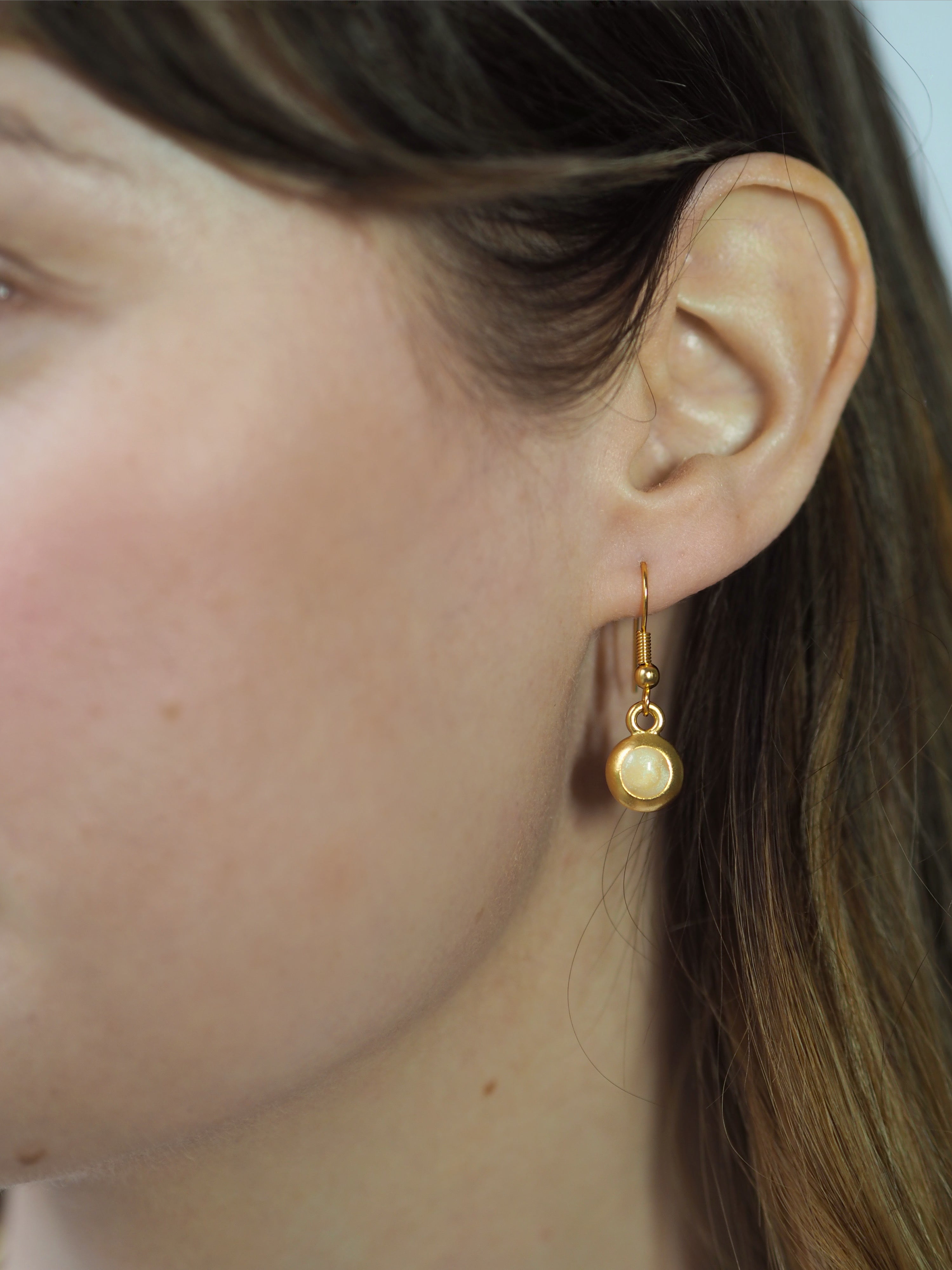 Gold Plated Resin Dangle Earrings