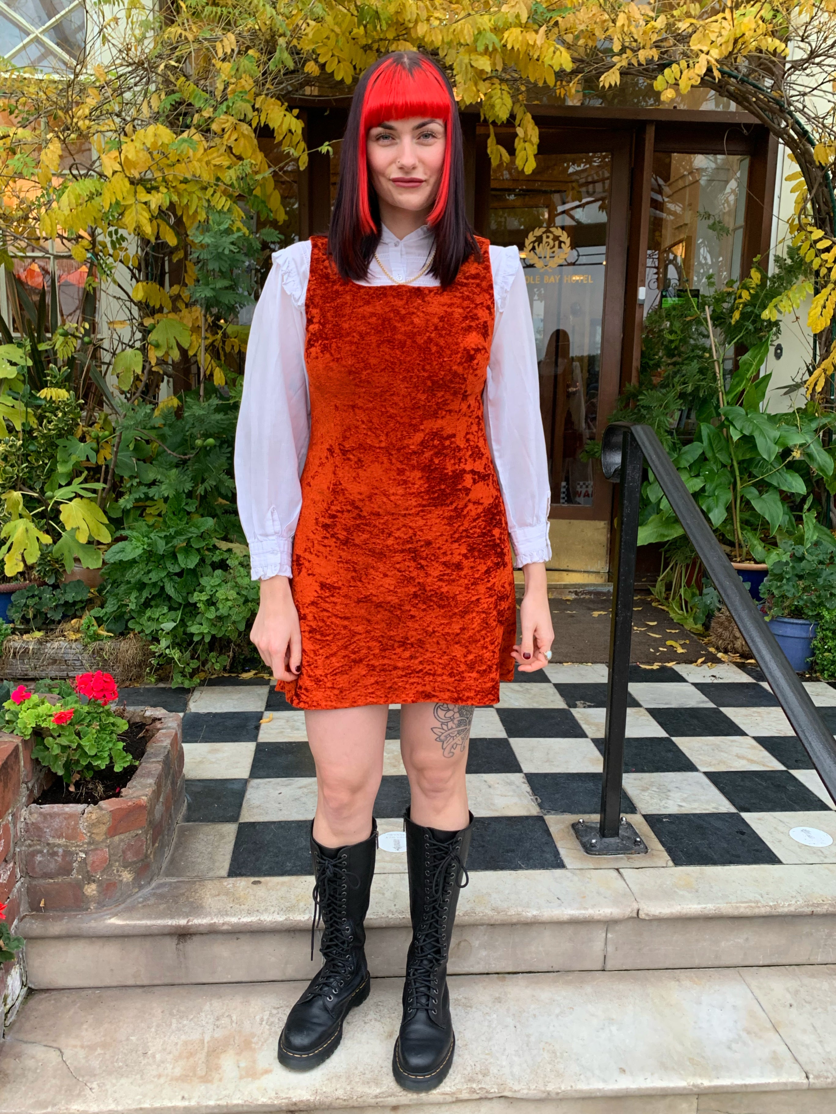 Burnt Orange Velvet De'Ville Dress