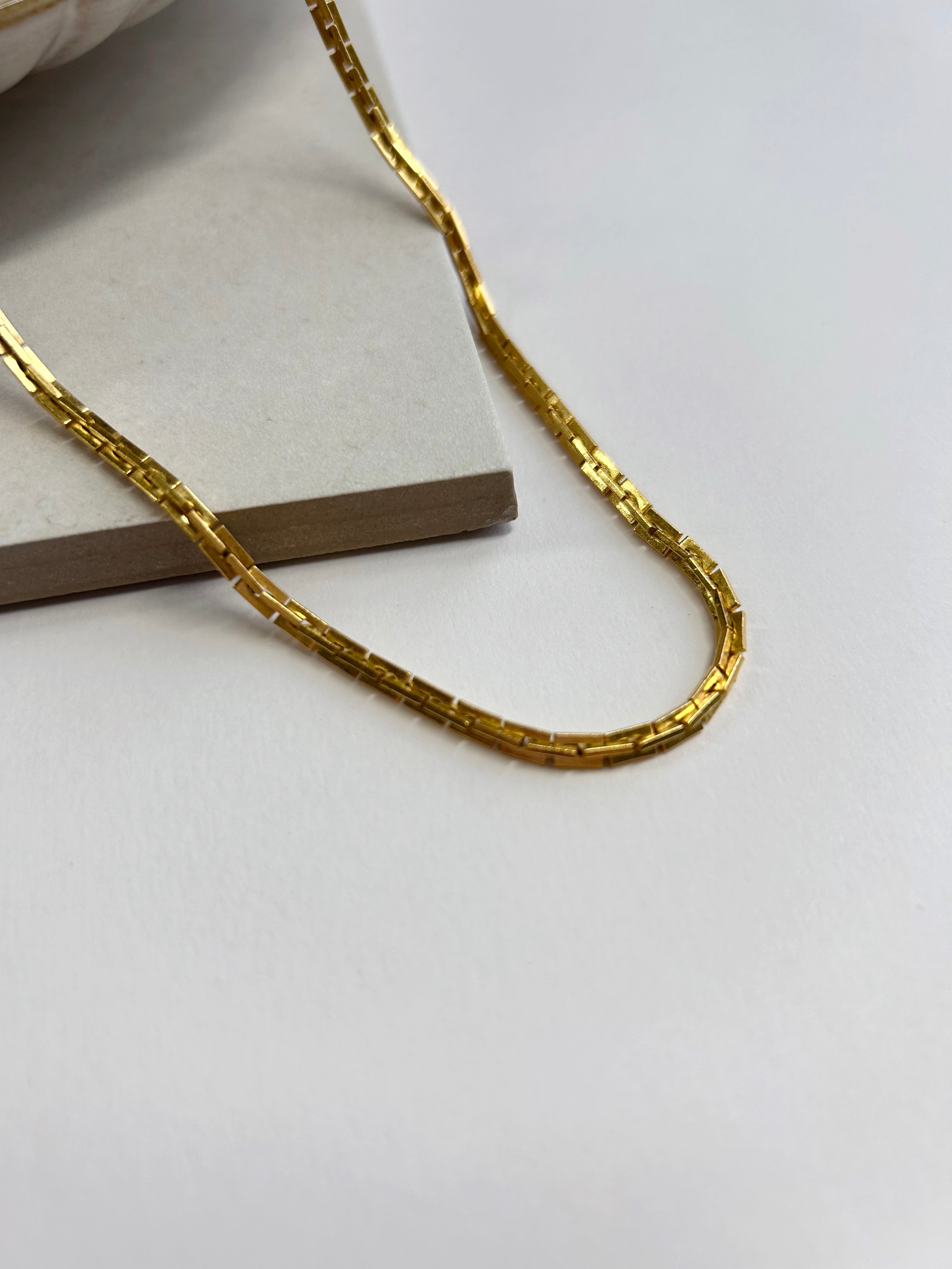 Gold Plated Box Chain Necklace - 17"