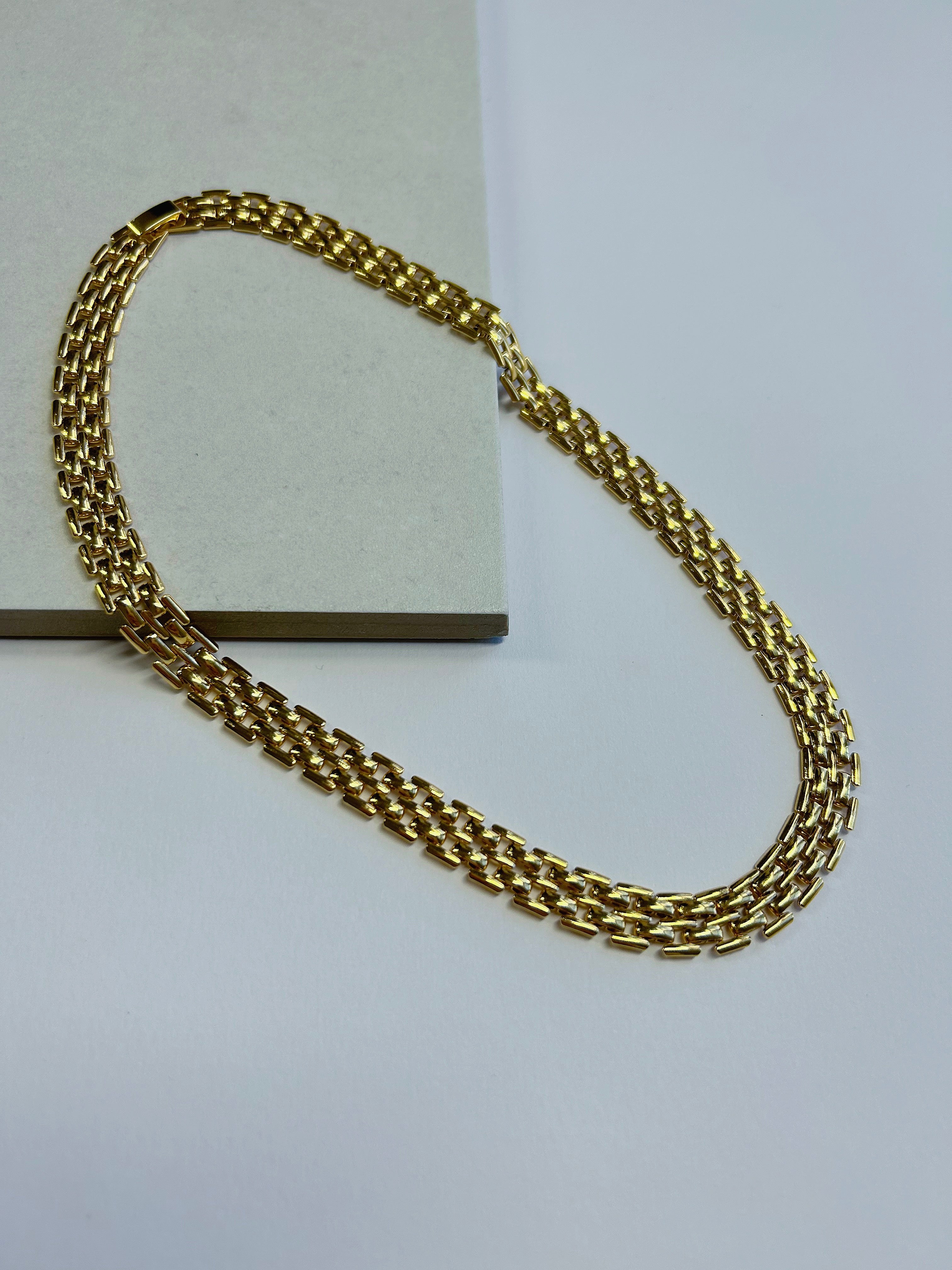 Gold Plated Panther Link Necklace - 15.5"