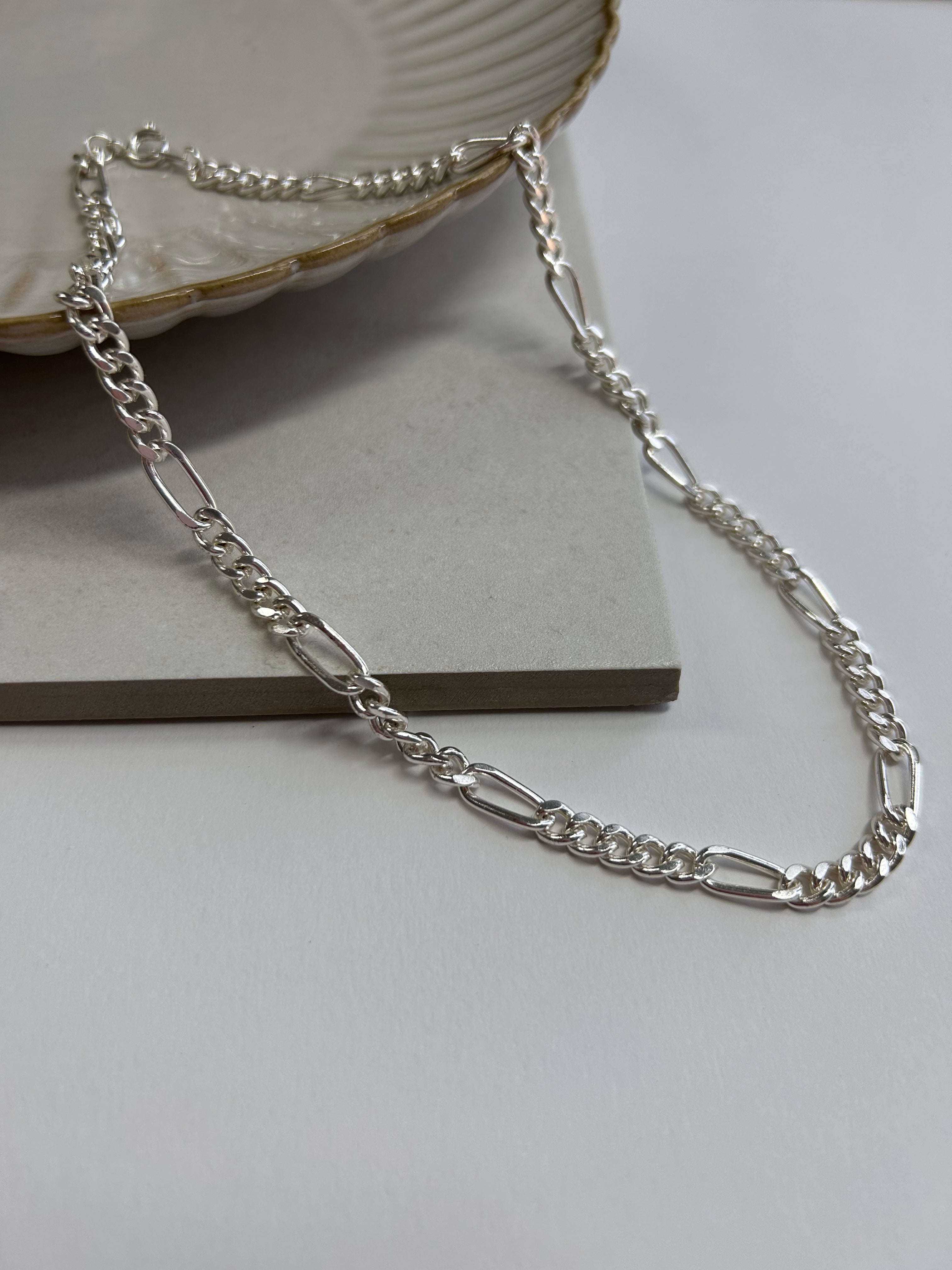 Silver Plated Figaro Chain Necklace - 15"