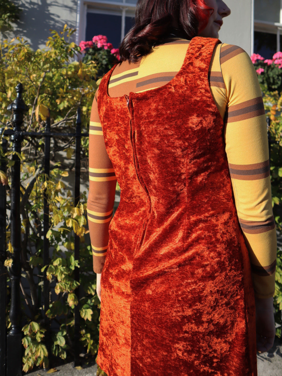 Burnt Orange Velvet De'Ville Dress